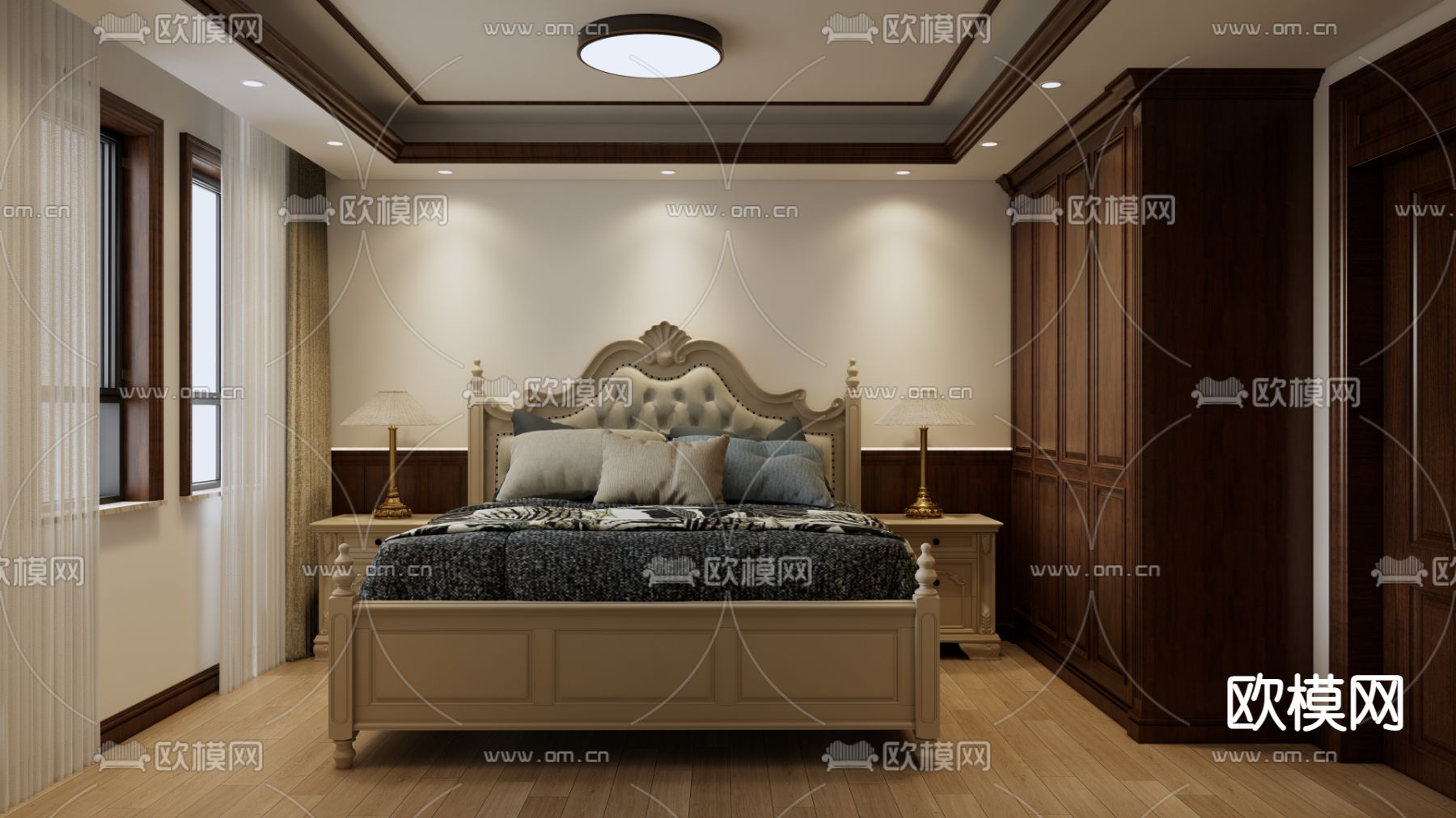 欧式卧室su模型下载（渲染图4）