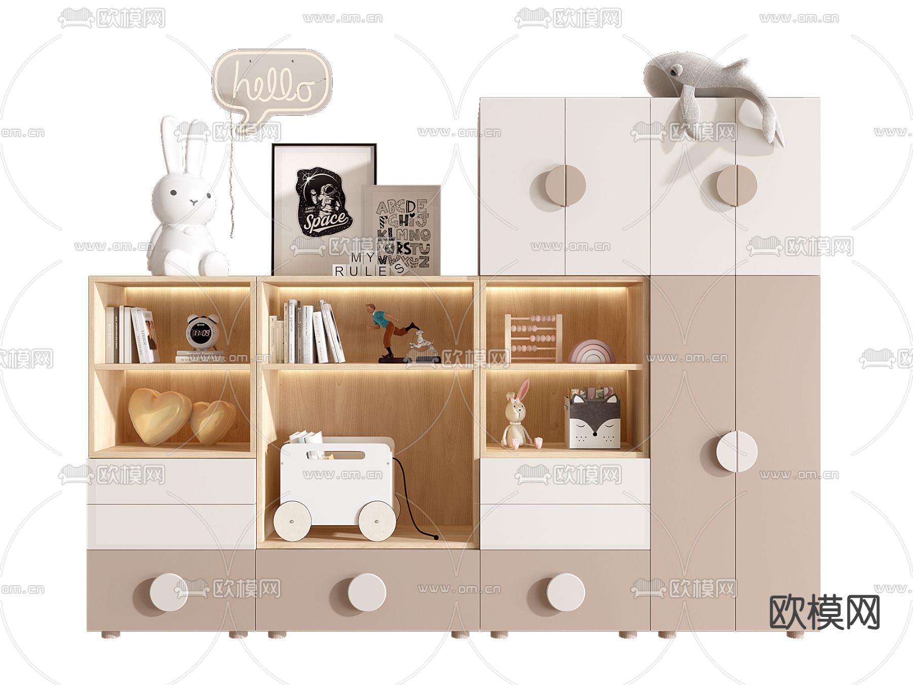 儿童柜 玩具柜 收纳柜3d模型下载