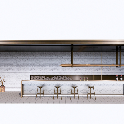 景观廊架 吧台吧椅su模型