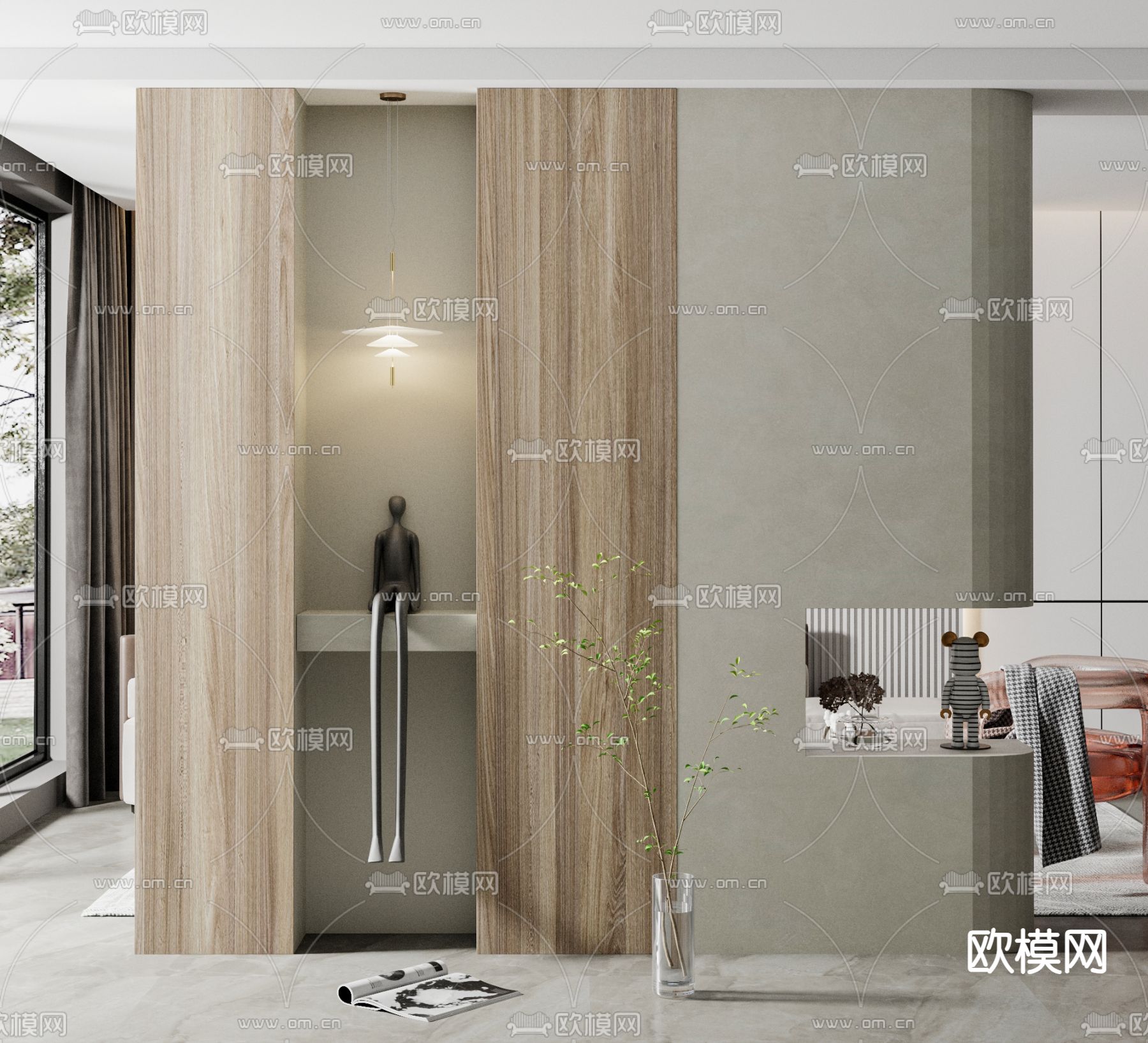 玄关隔断3d模型下载