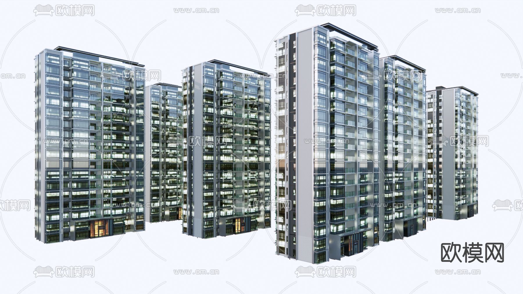 现代小区建筑su模型