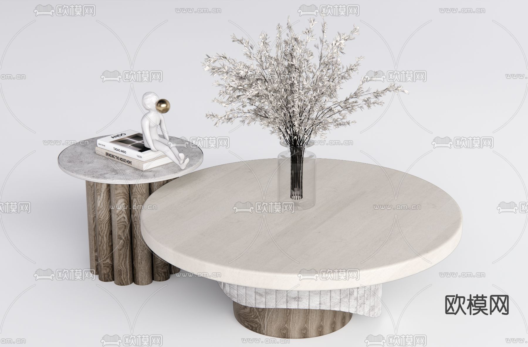 侘寂茶几su模型下载（渲染图1）