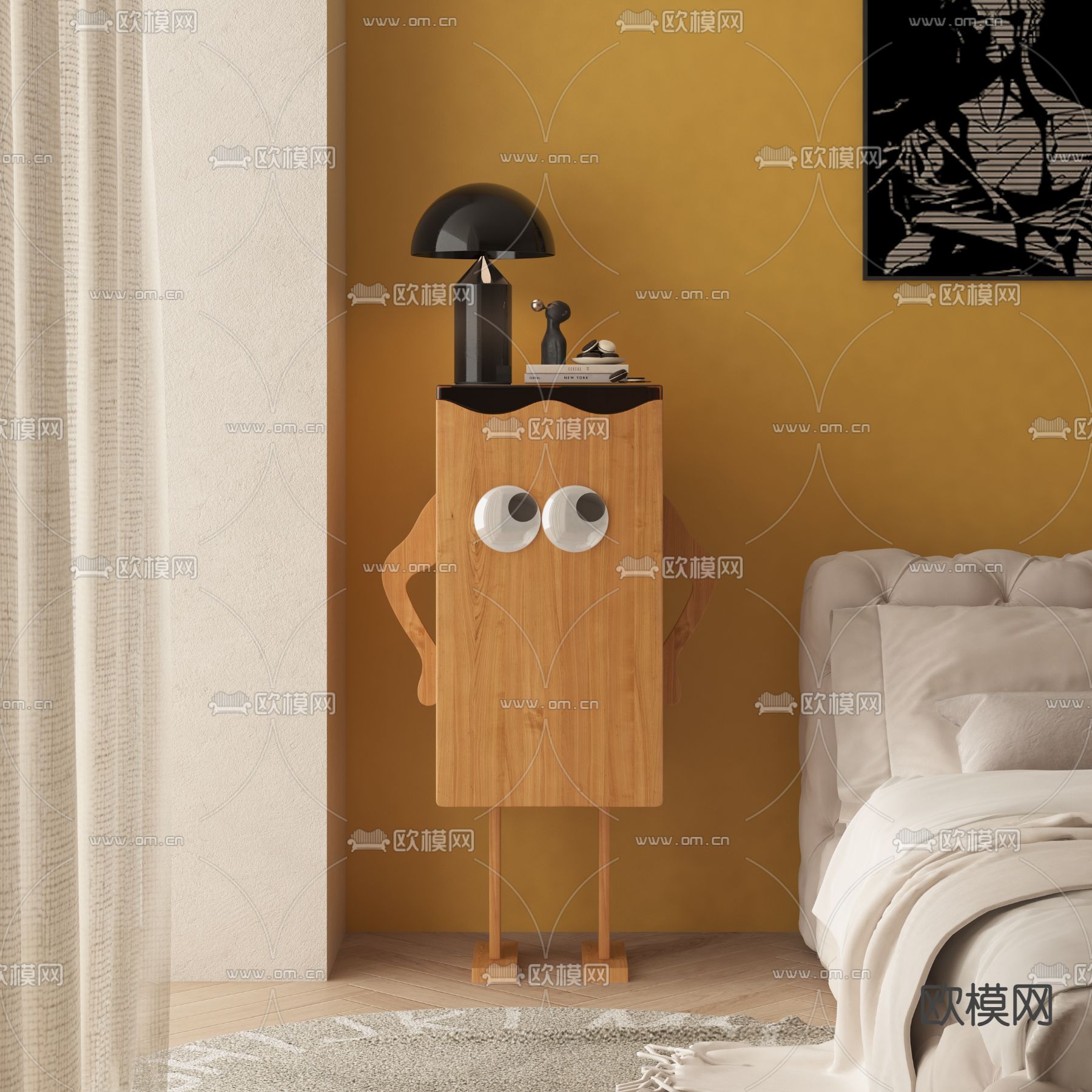 床头柜 卡通边柜3d模型下载