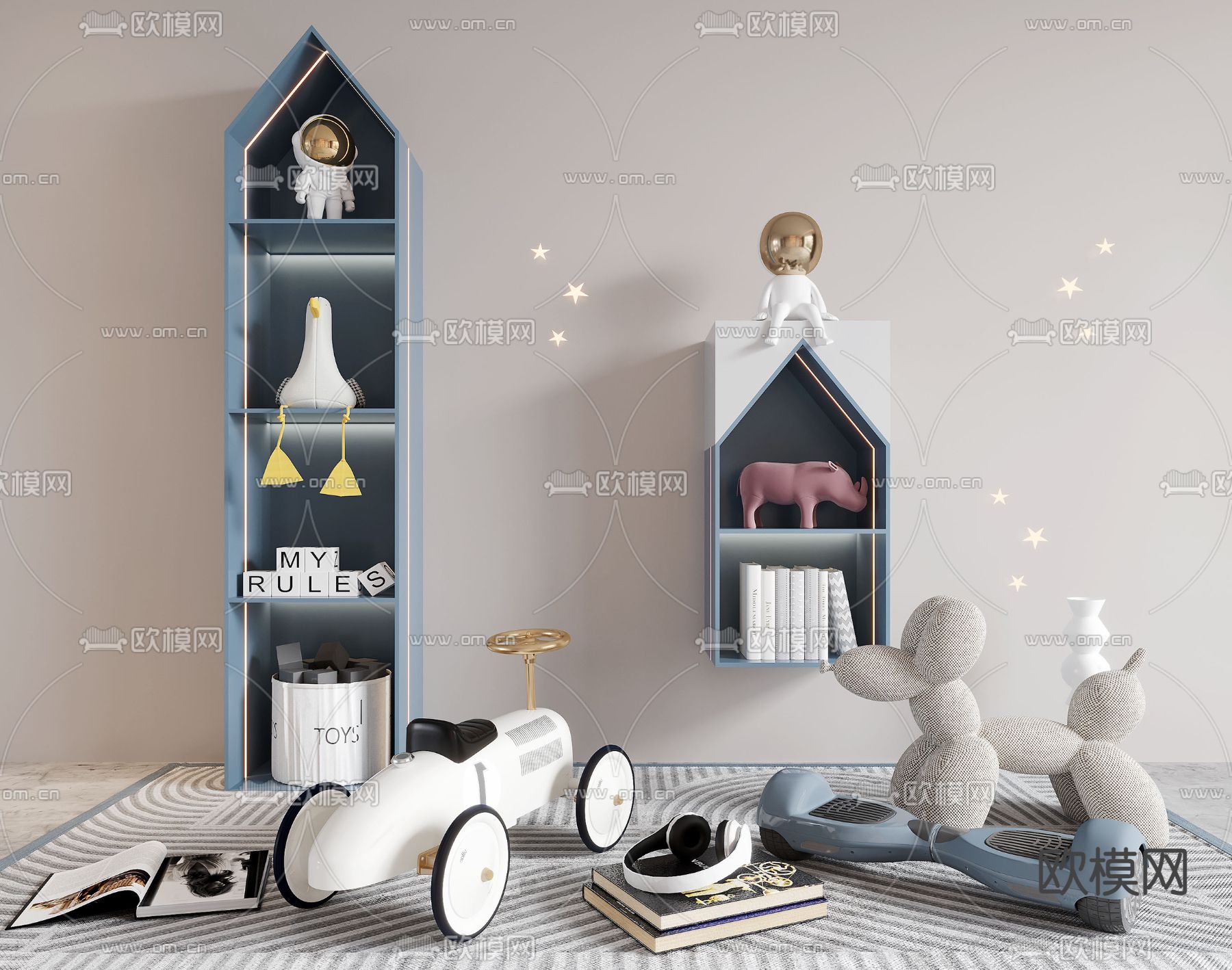 现代儿童玩具 儿童用品su模型下载（渲染图1）