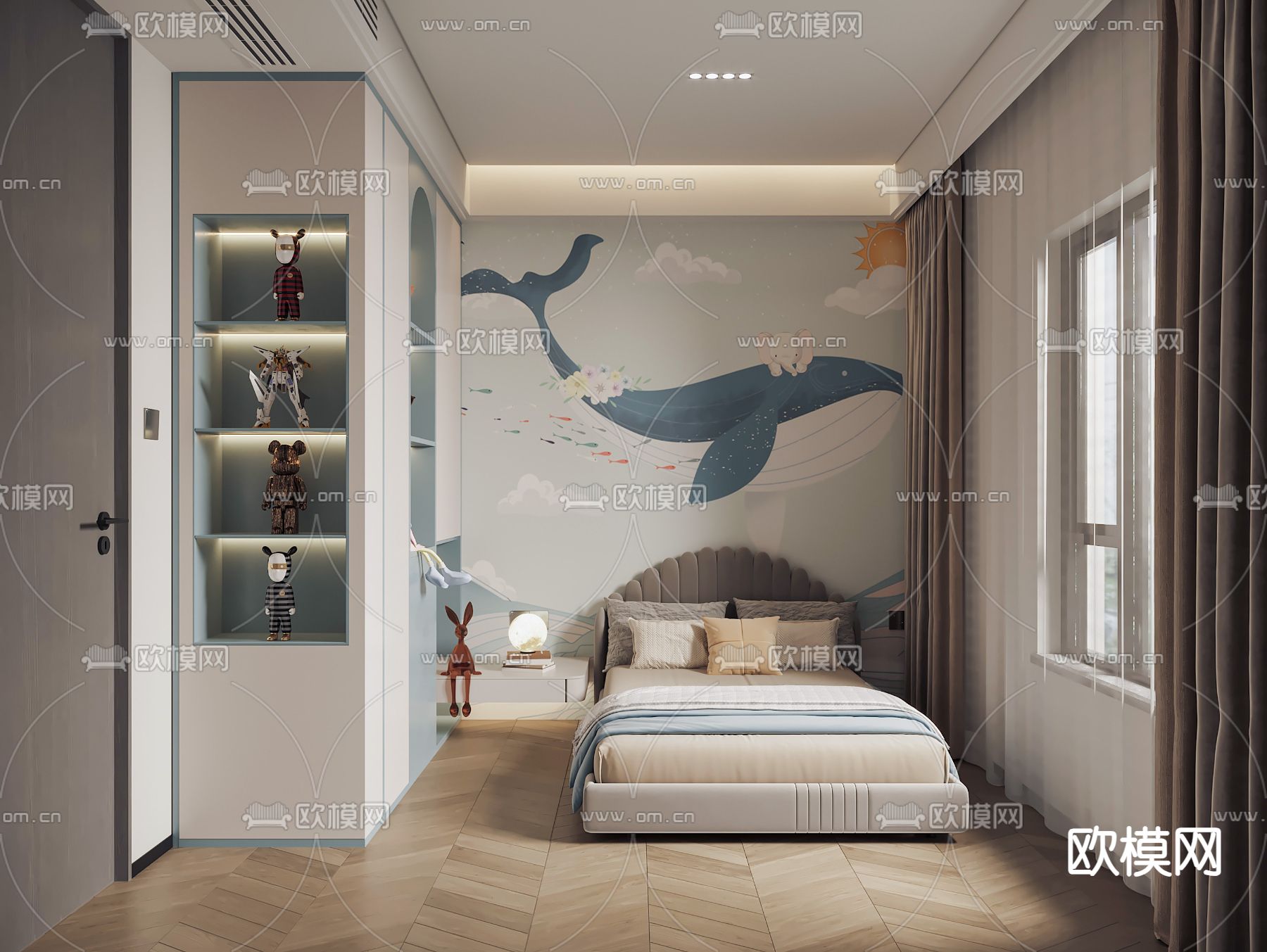 现代儿童房 小孩房 次卧3d模型下载