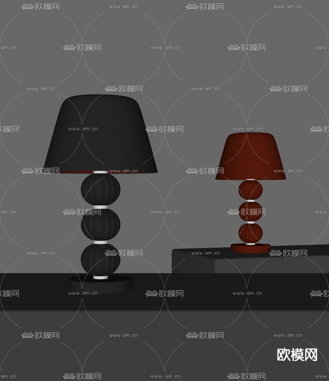 暗黑风台灯su模型下载（渲染图2）