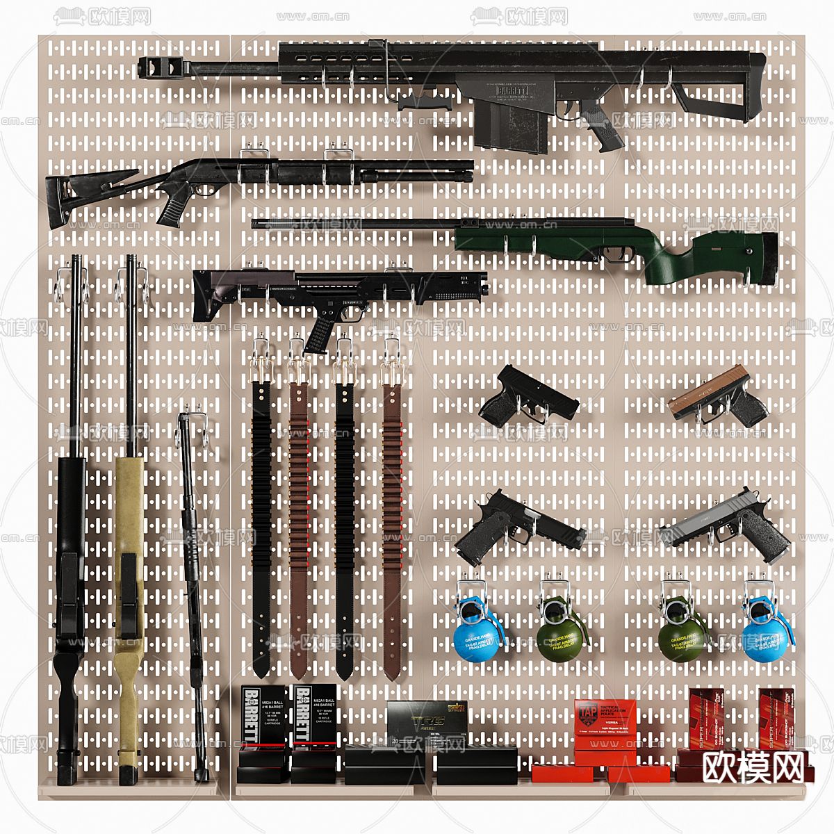 枪械武器墙 机枪 狙击枪su模型下载（渲染图1）