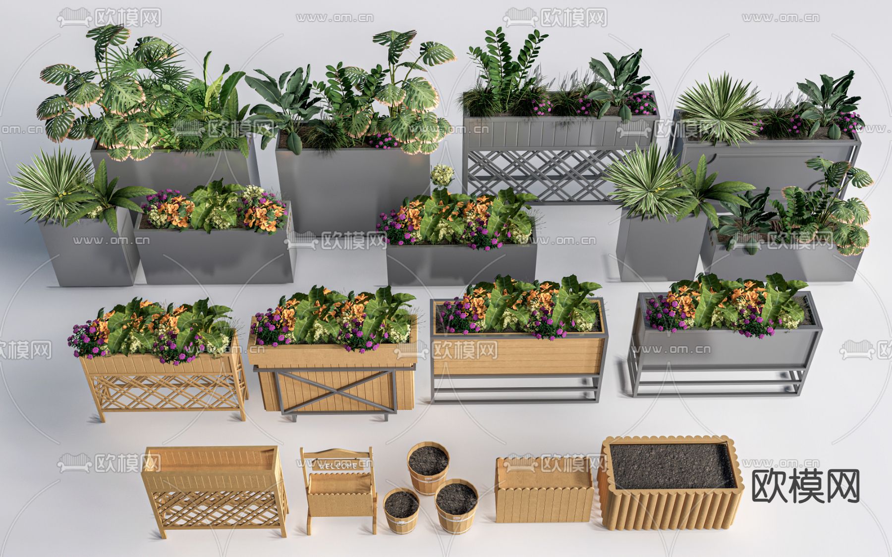 花箱 花坛su模型下载（渲染图1）