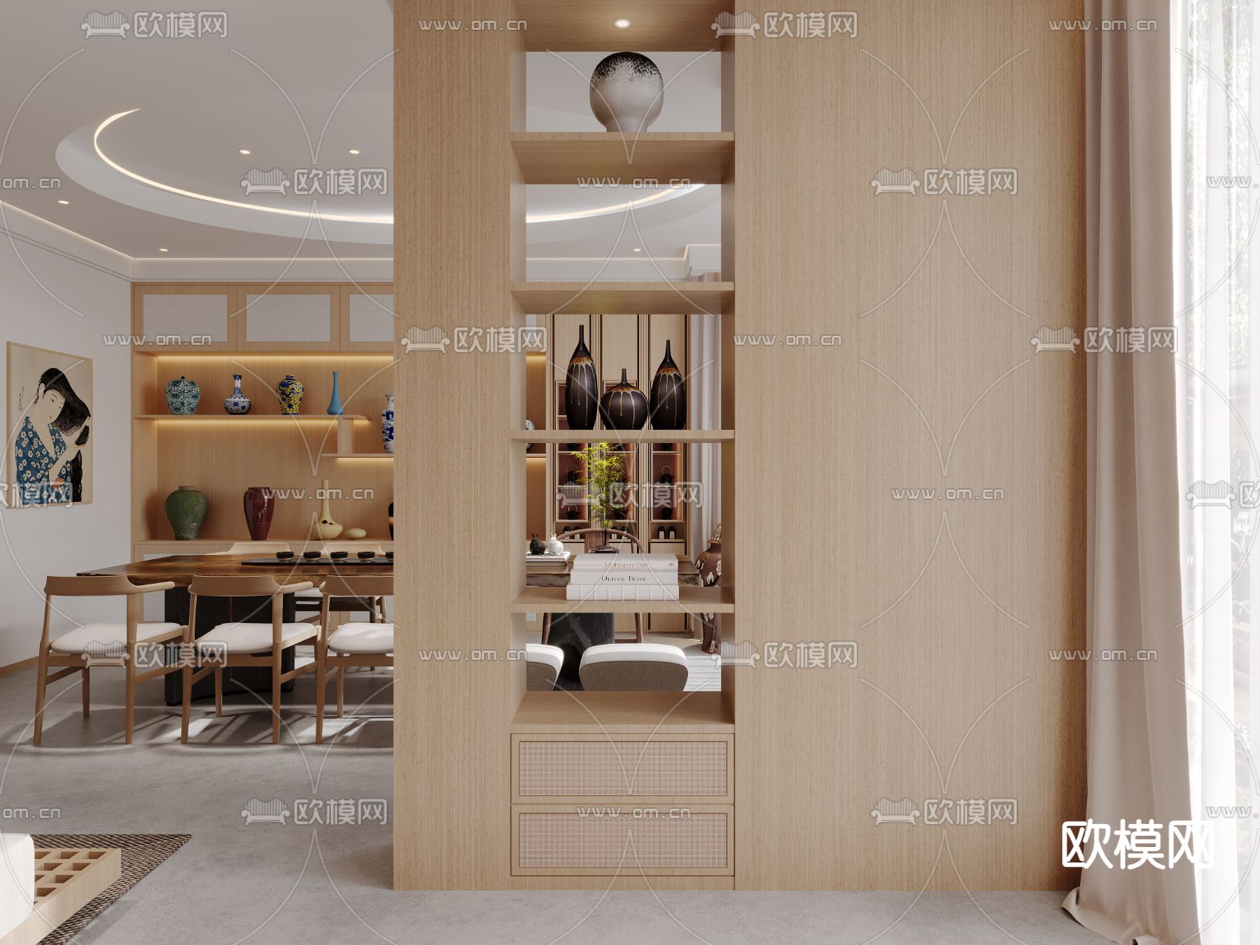 日式茶室3d模型下载（渲染图2）