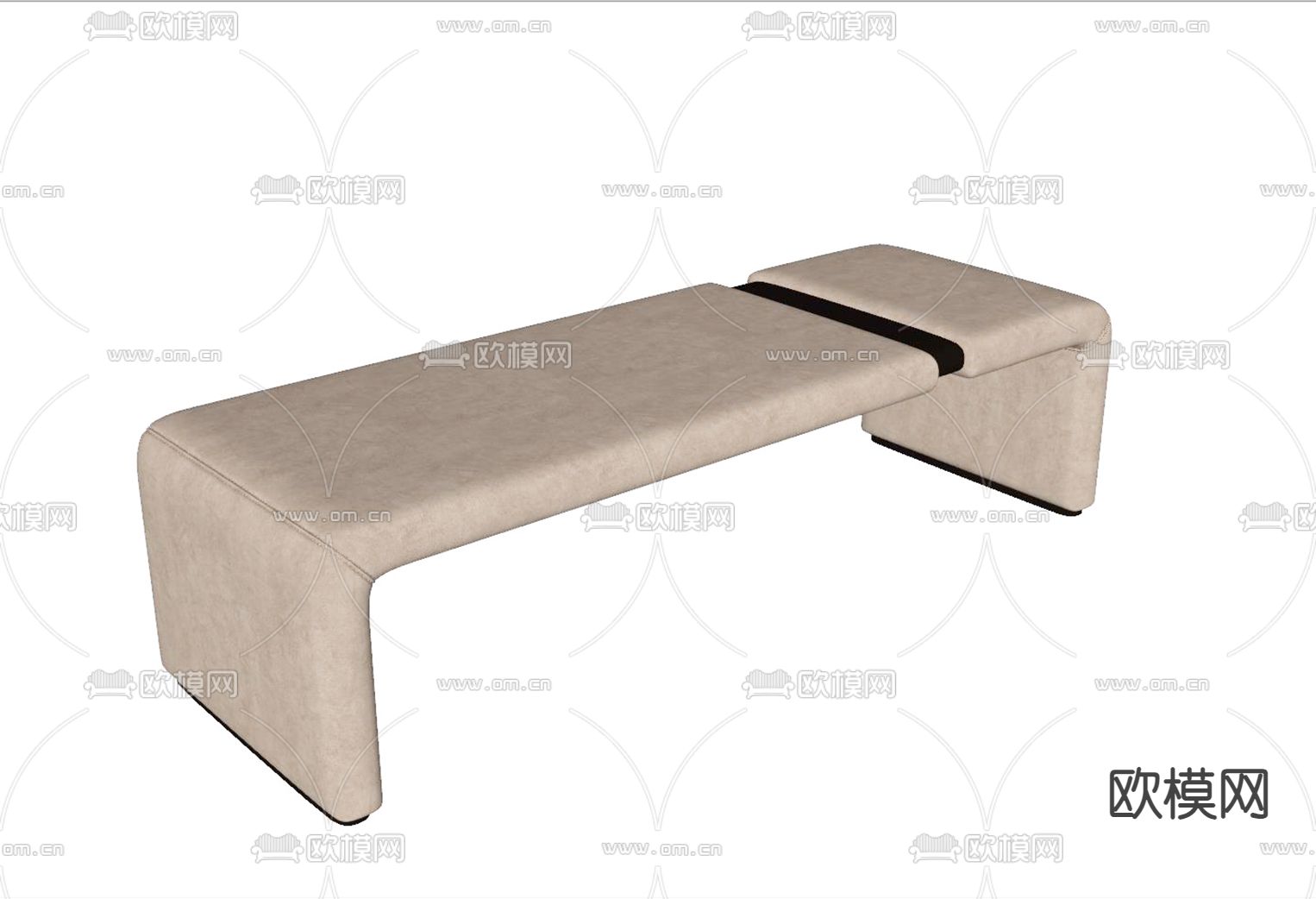 脚踏 床尾凳su模型下载（渲染图2）