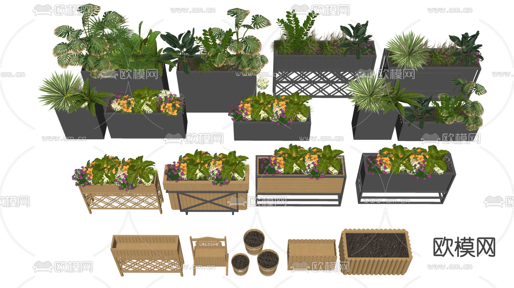 花箱 花坛su模型下载（渲染图2）