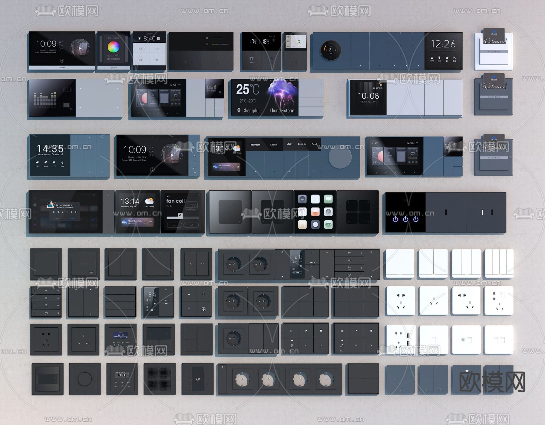 开关 插座 可视面板3d模型下载