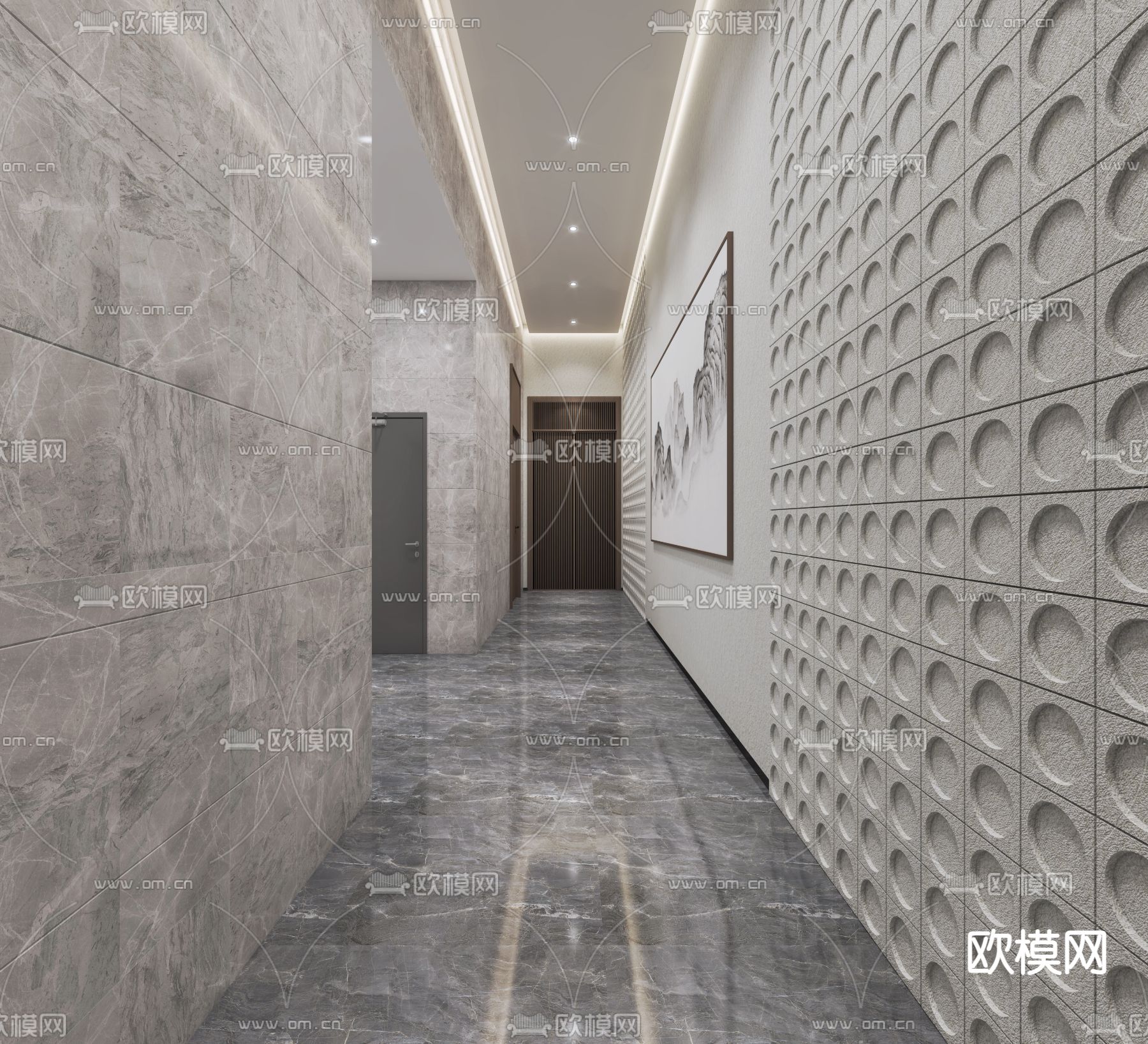 酒店会所走廊 过道3d模型下载（渲染图3）