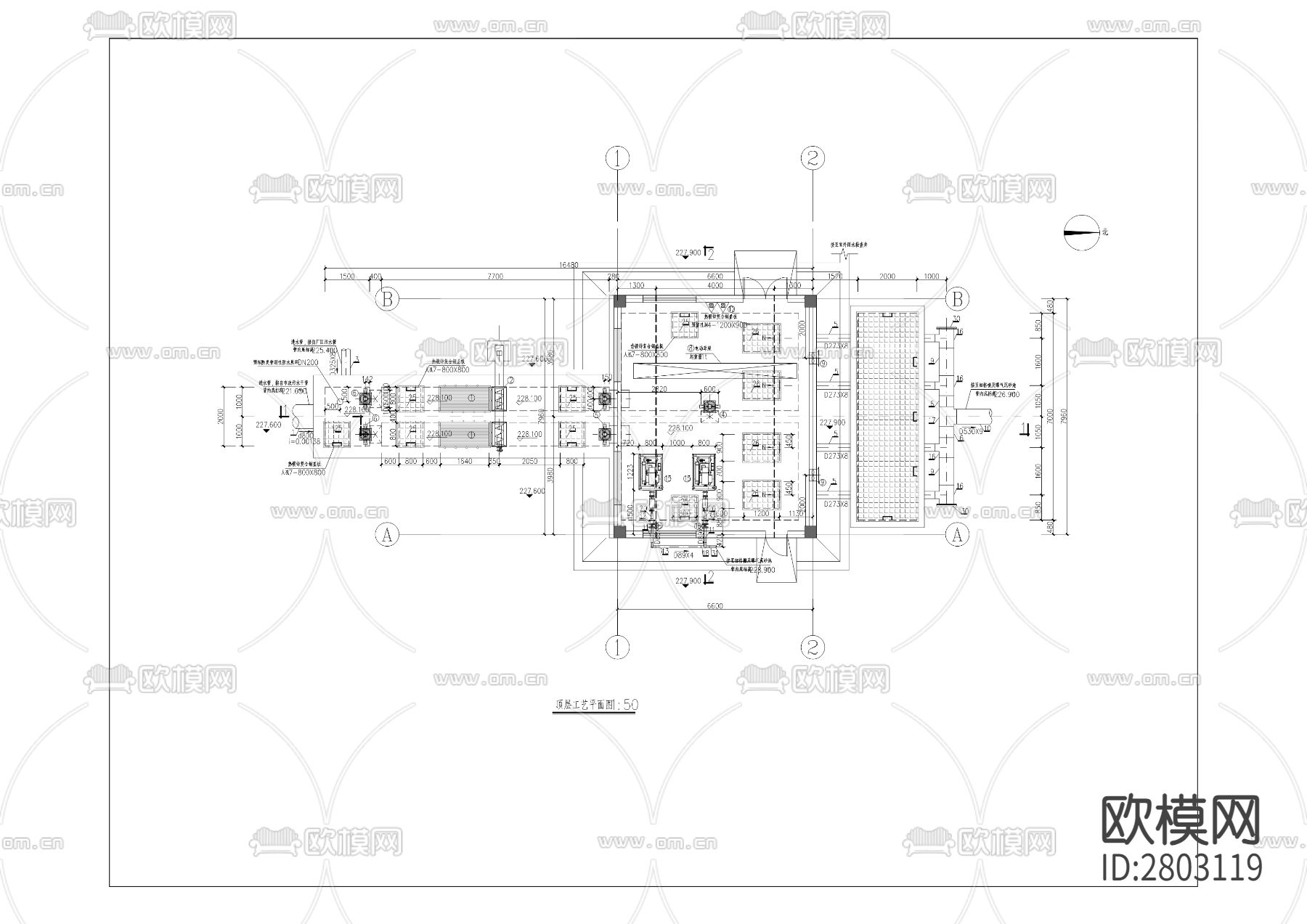 九龙园区污水处理厂项目CAD施工图下载（渲染图2）