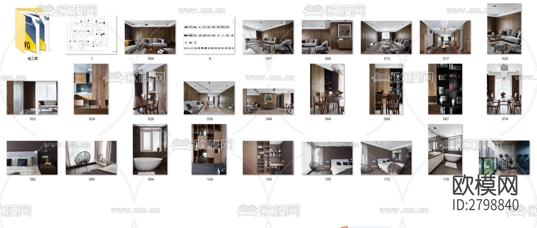家装平层cad施工图下载（渲染图3）