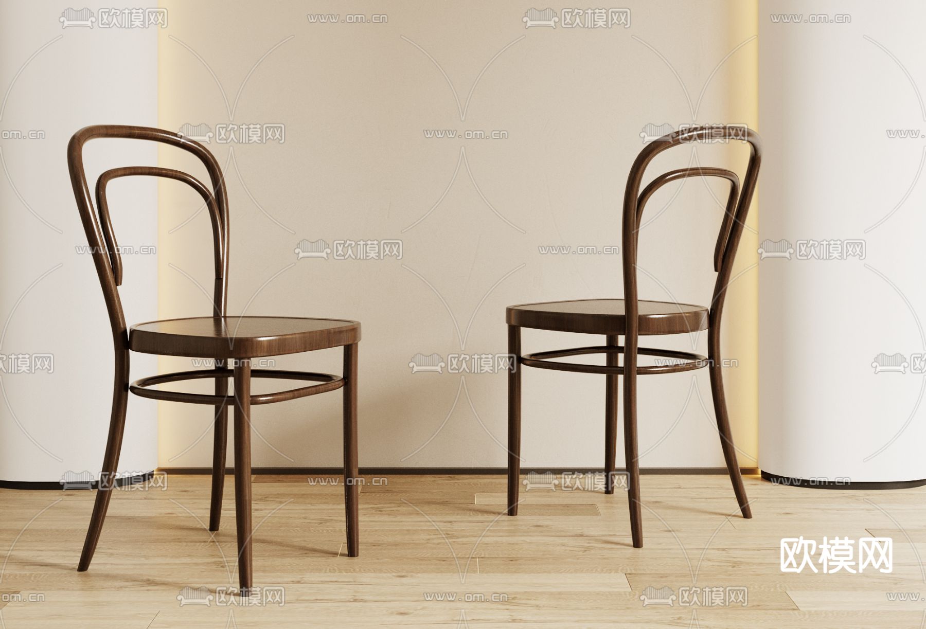 侘寂风餐椅 椅子su模型下载（渲染图1）