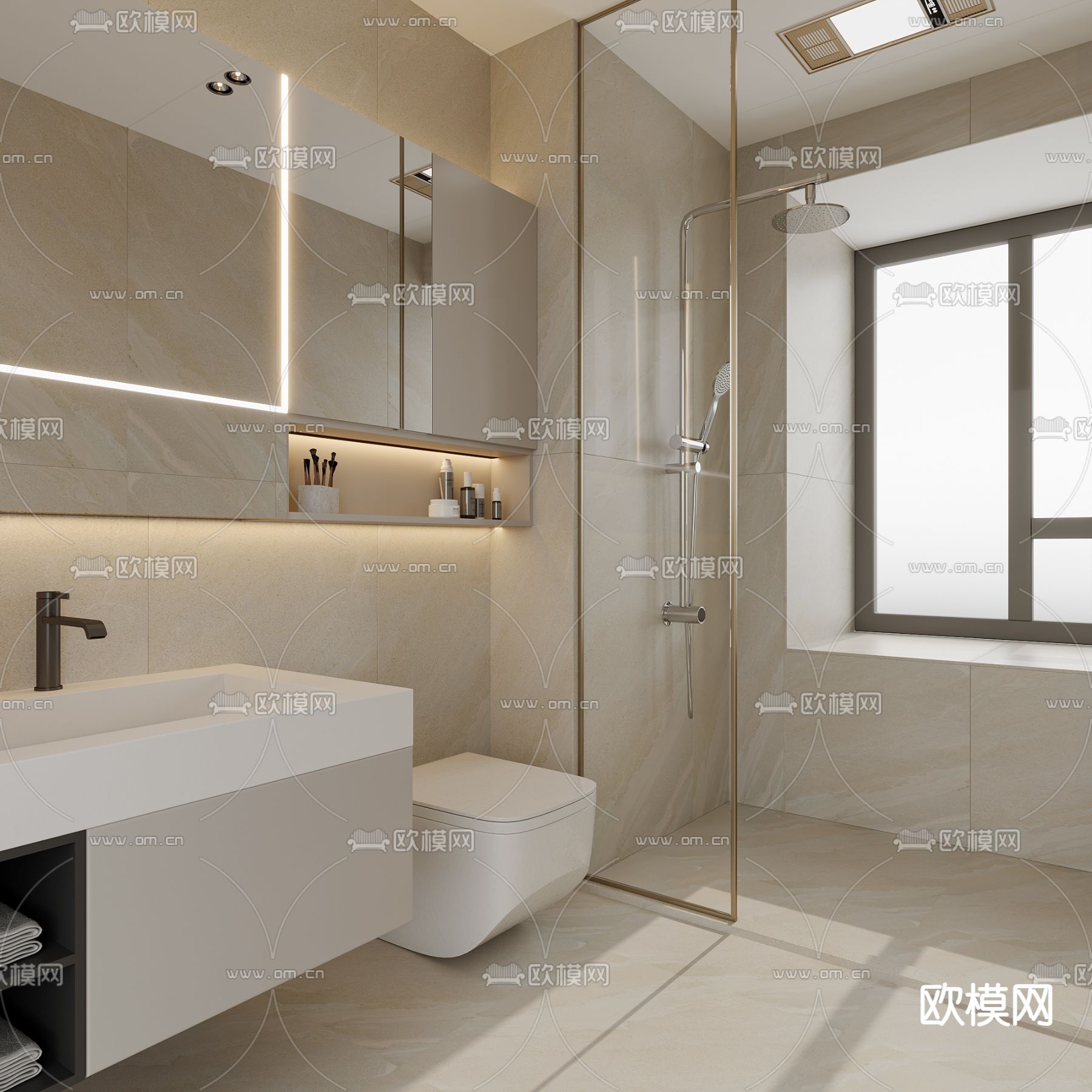 现代卫生间 浴室3d模型下载