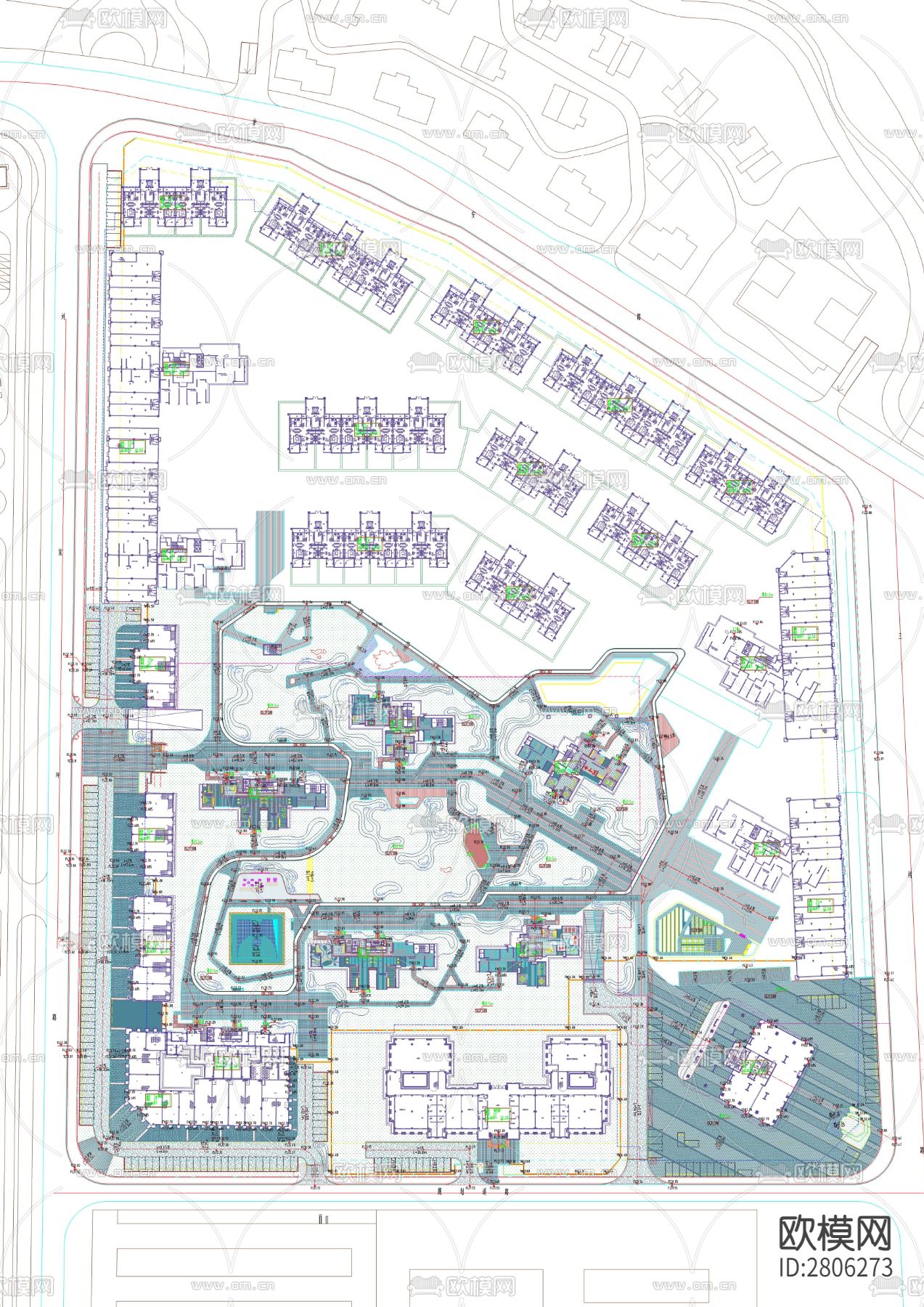 小区景观平面设计 居住区cad平面图下载
