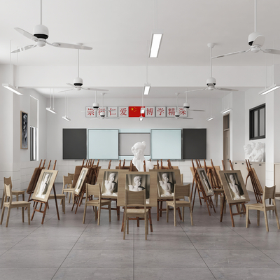  现代美术教室su模型 