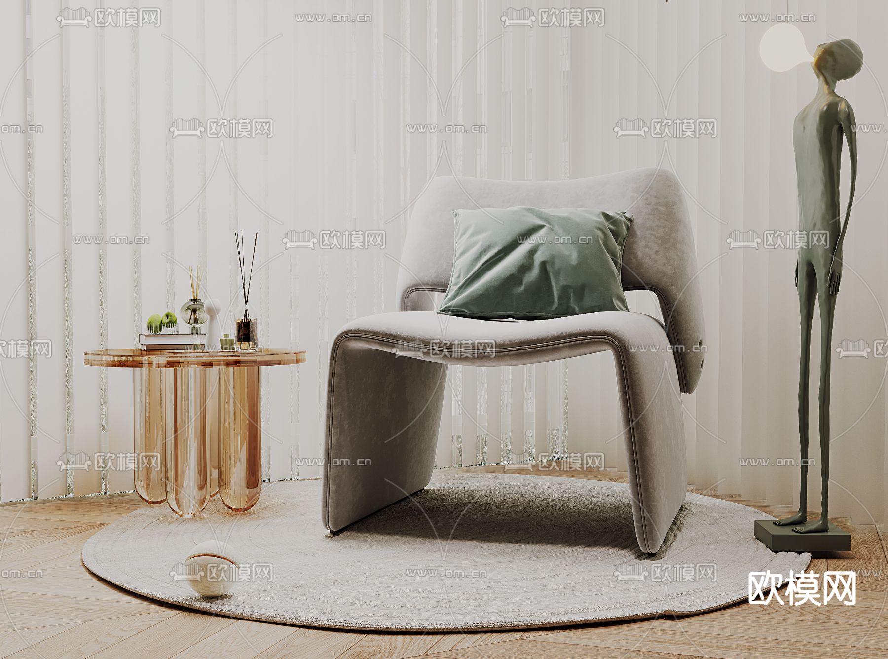 休闲沙发su模型下载（渲染图1）