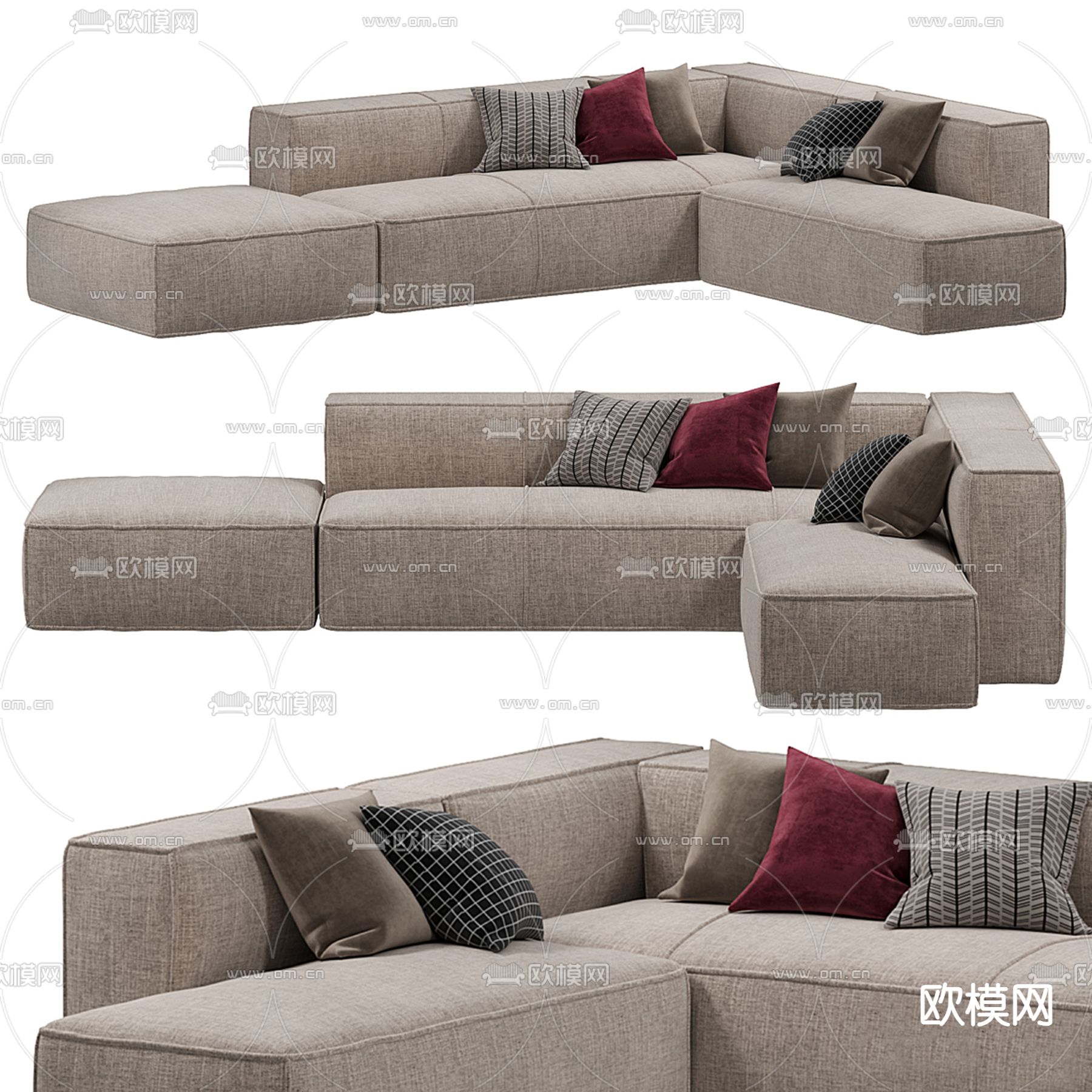 多人沙发 转角沙发3d模型下载