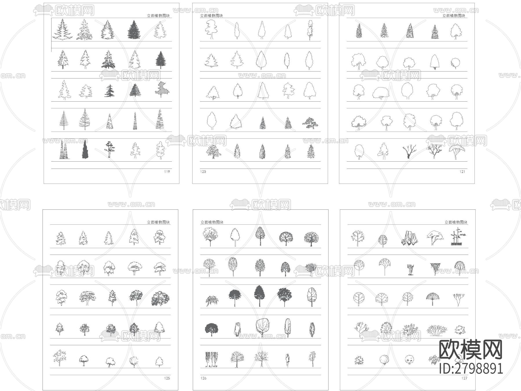 景观植物灌木乔木图例cad图库下载（渲染图6）