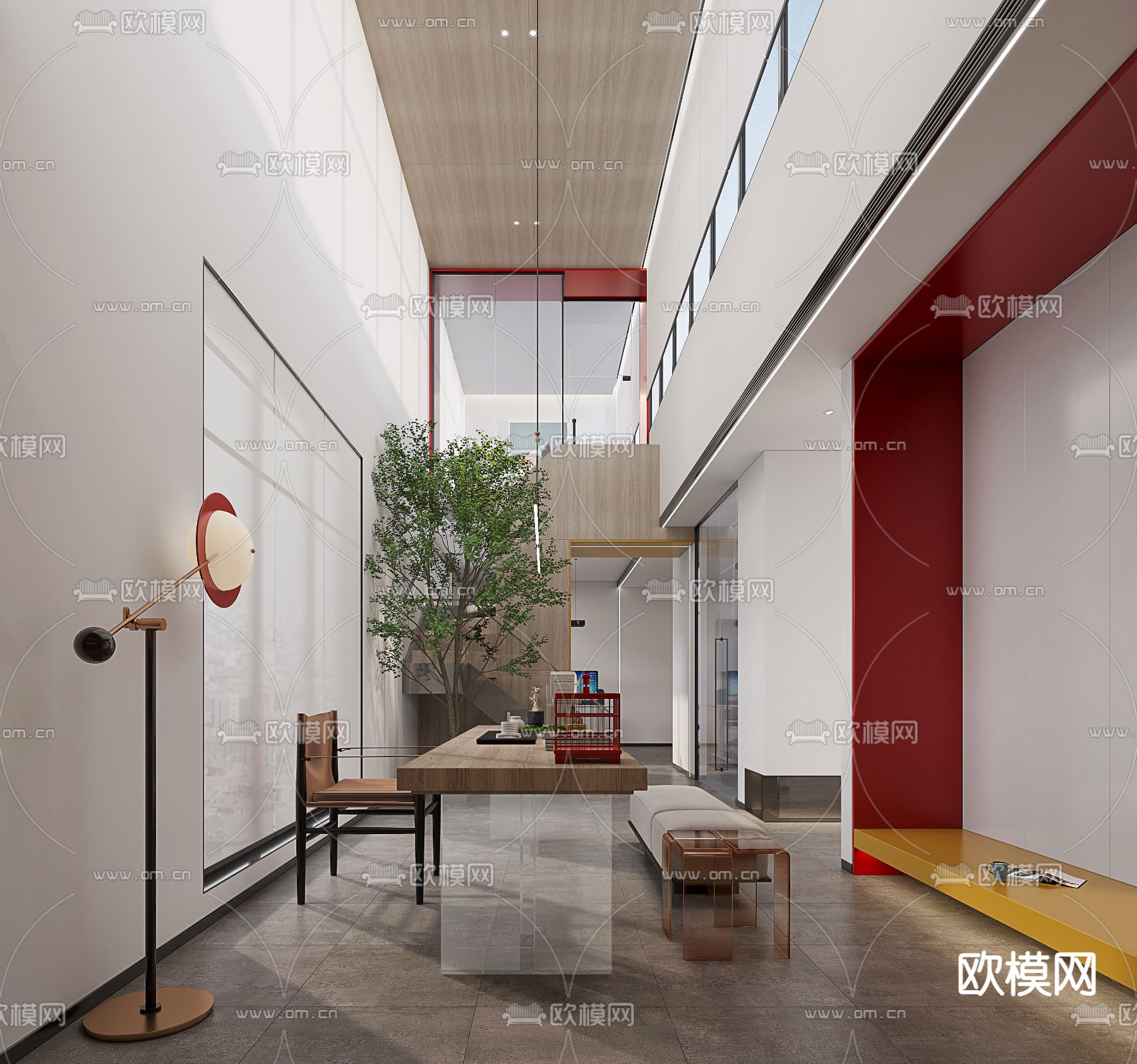 开放式办公室 办公区3d模型下载（渲染图4）