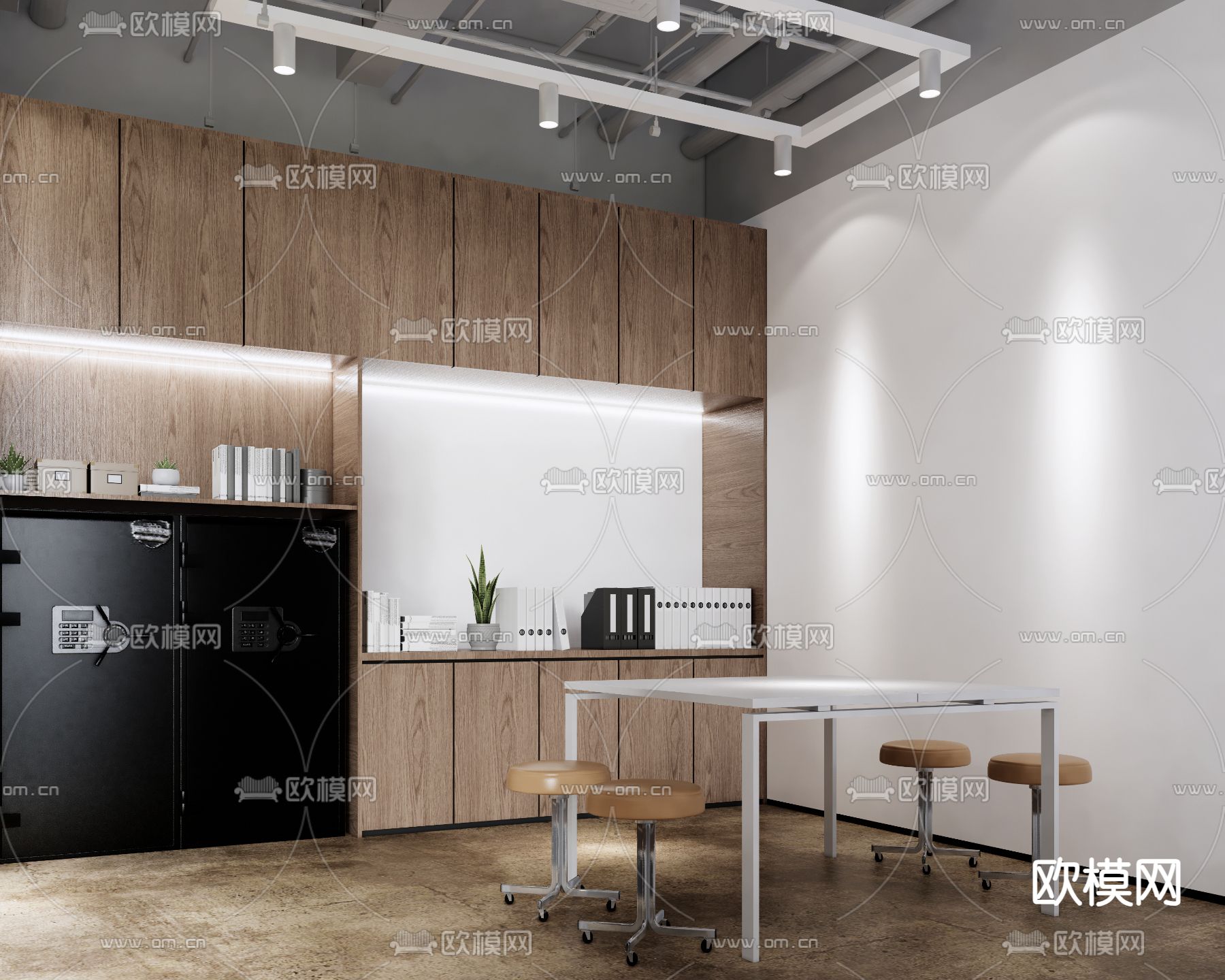 工业风会议室su模型下载（渲染图2）