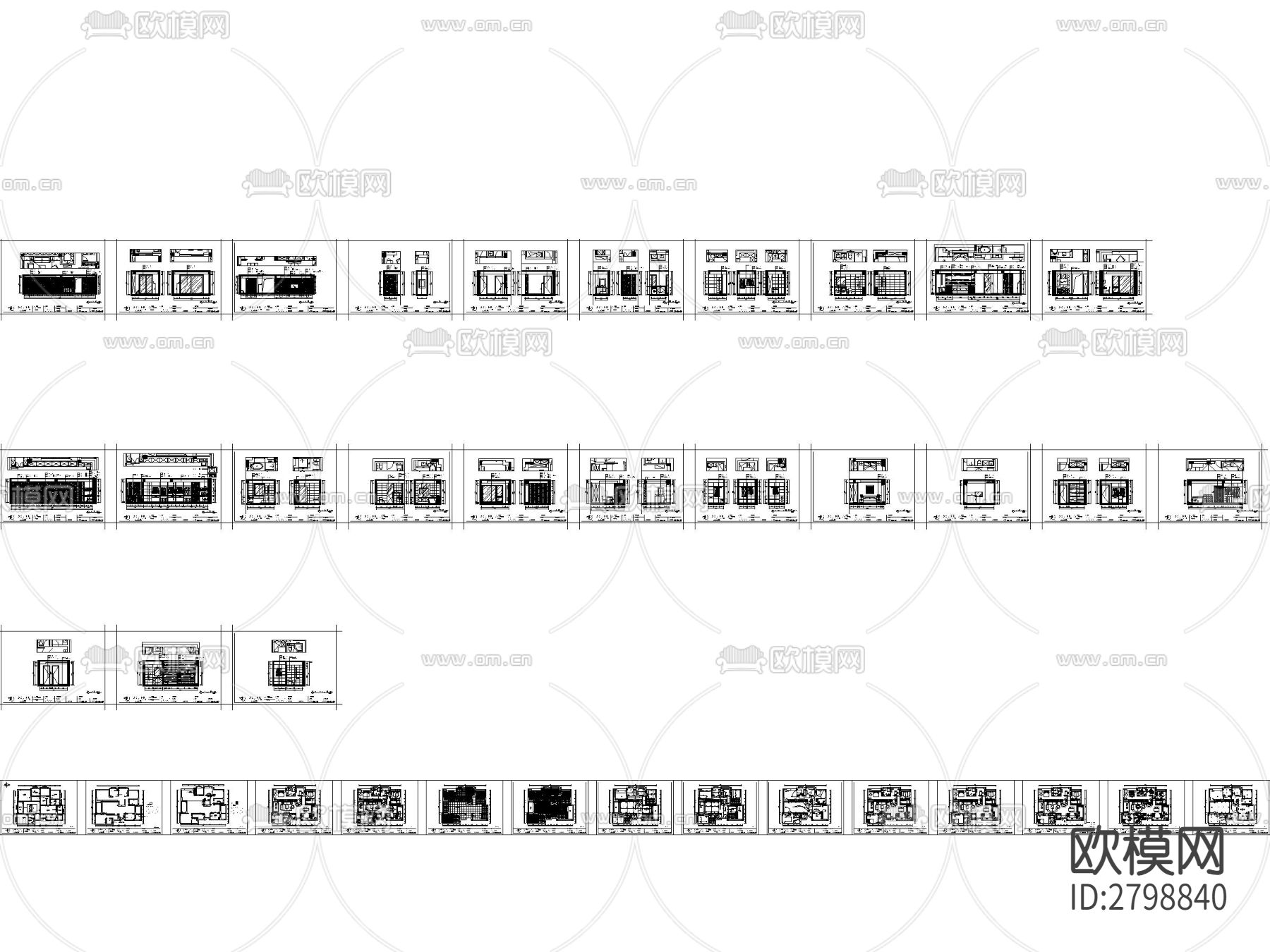 家装平层cad施工图下载（渲染图1）