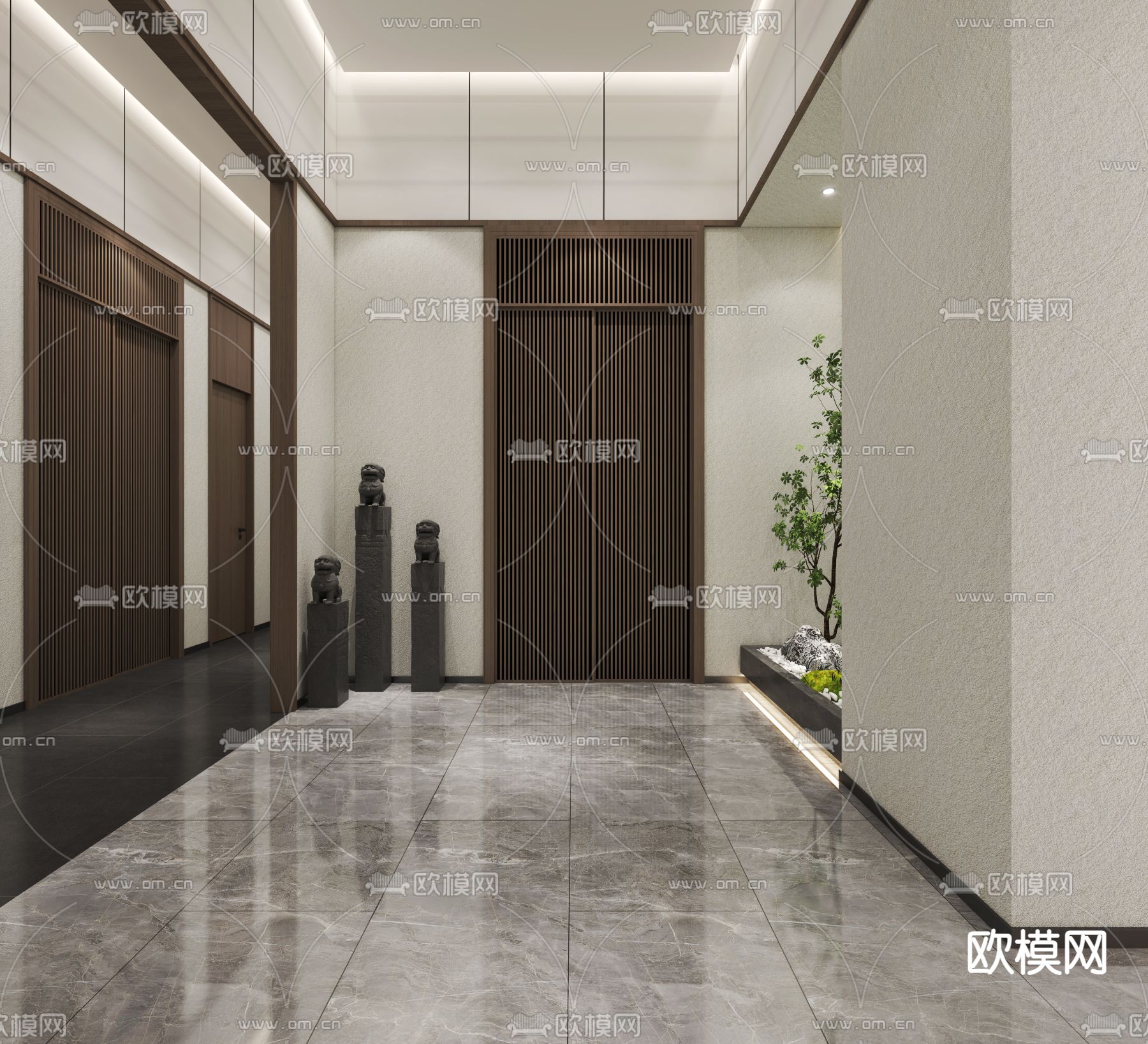 酒店会所走廊 过道3d模型下载（渲染图2）