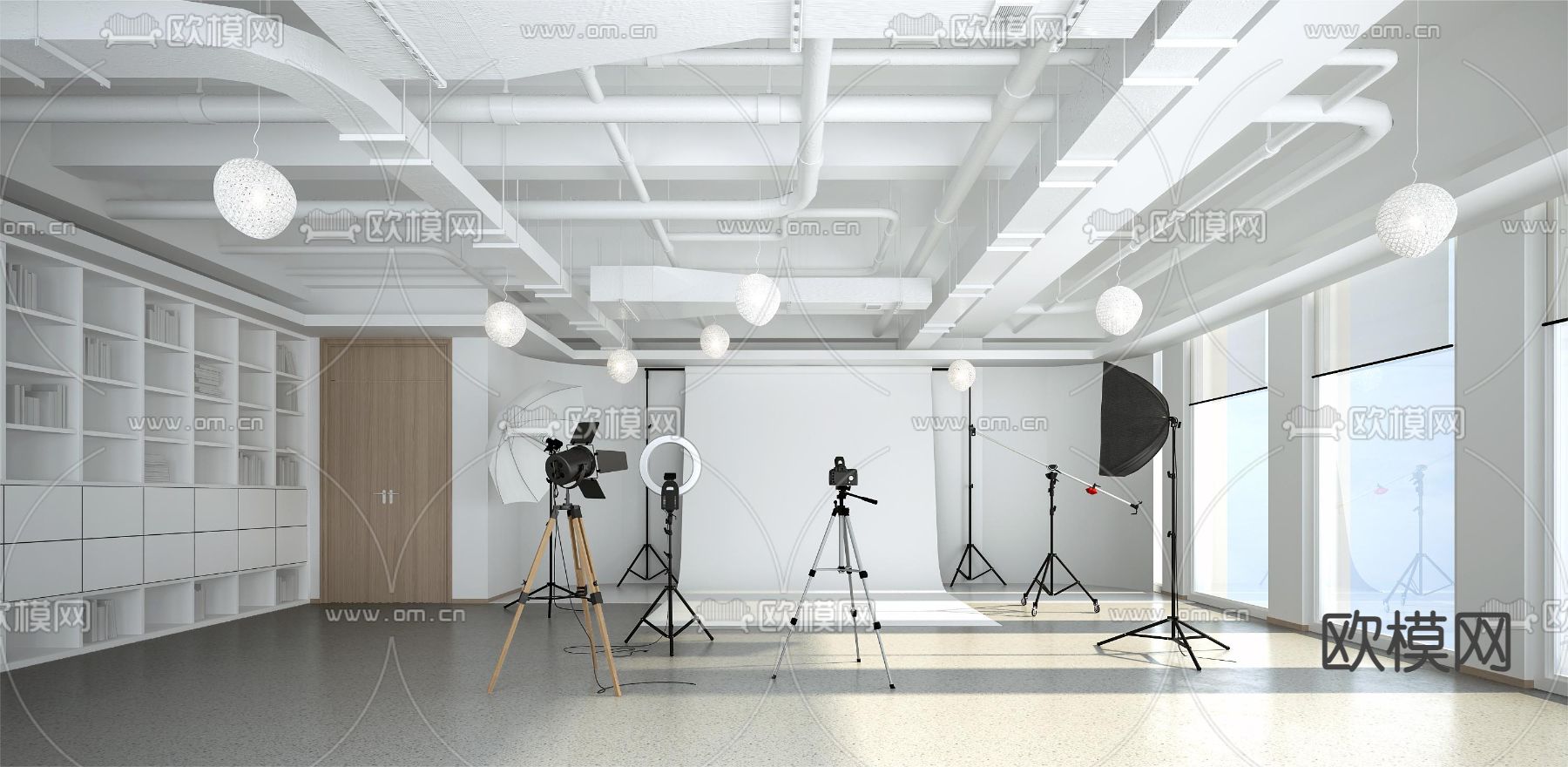 现代摄影棚 工作间3d模型下载