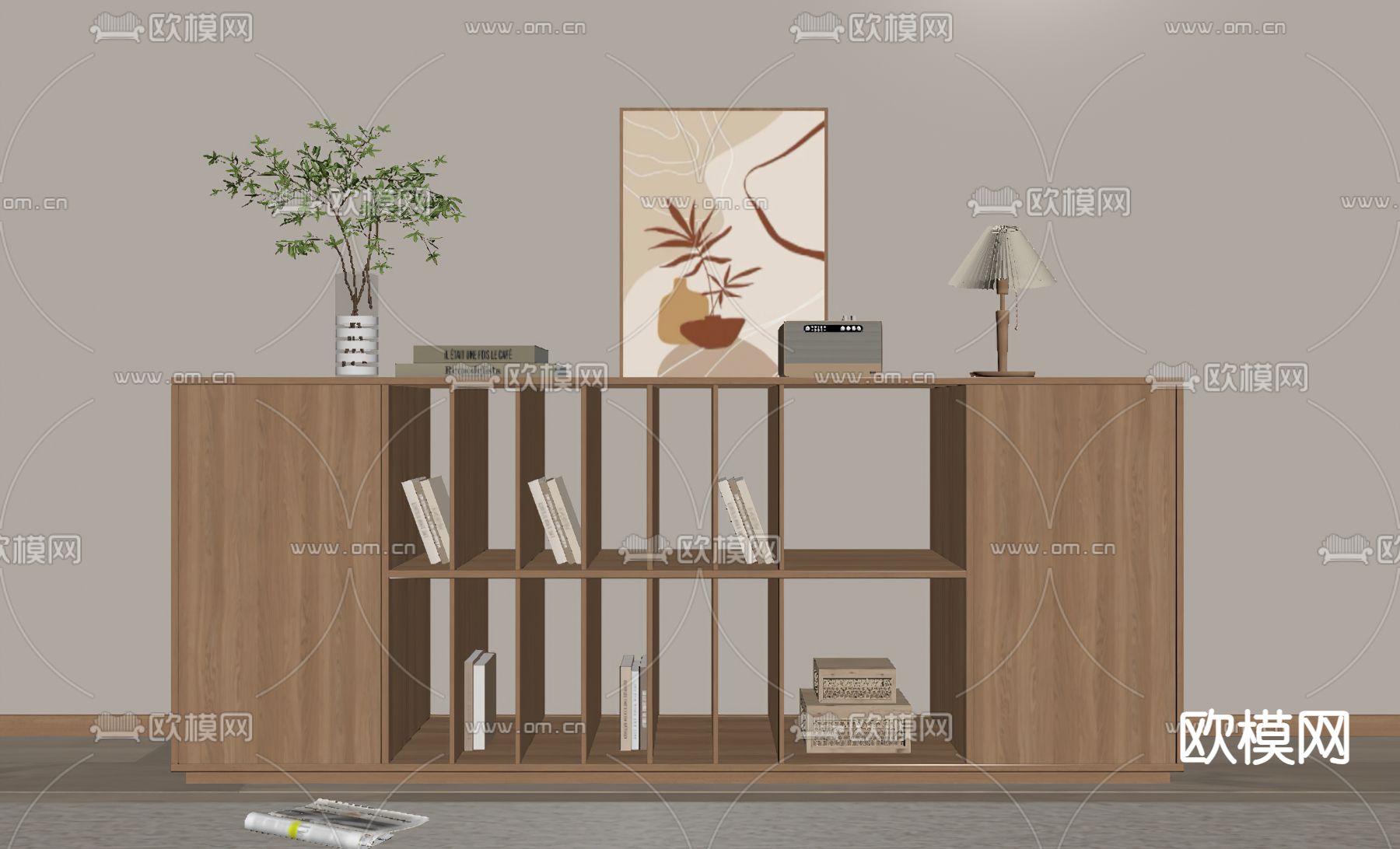 北欧矮柜 书柜su模型下载（渲染图2）