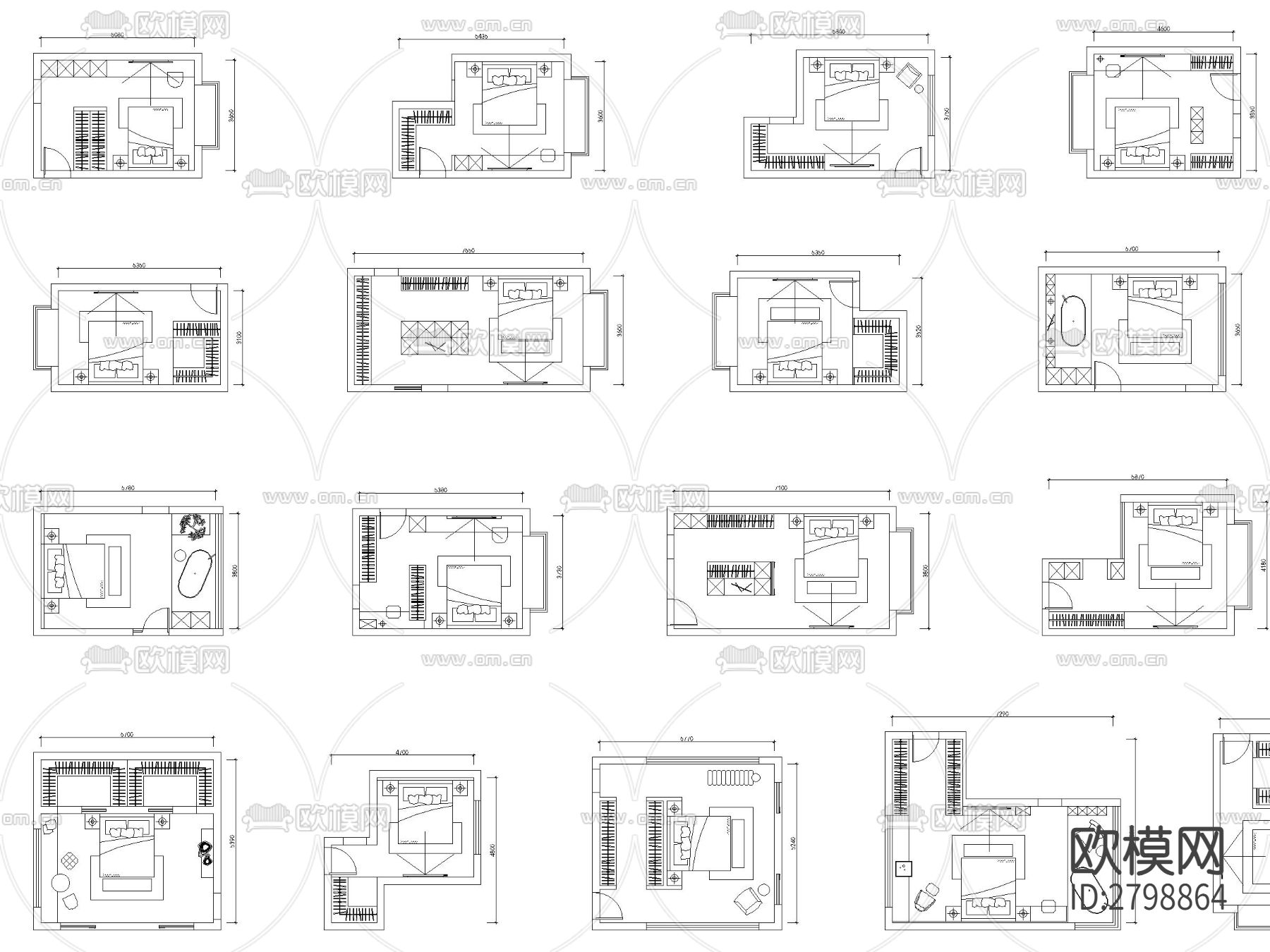 100个卧室cad图库下载（渲染图6）