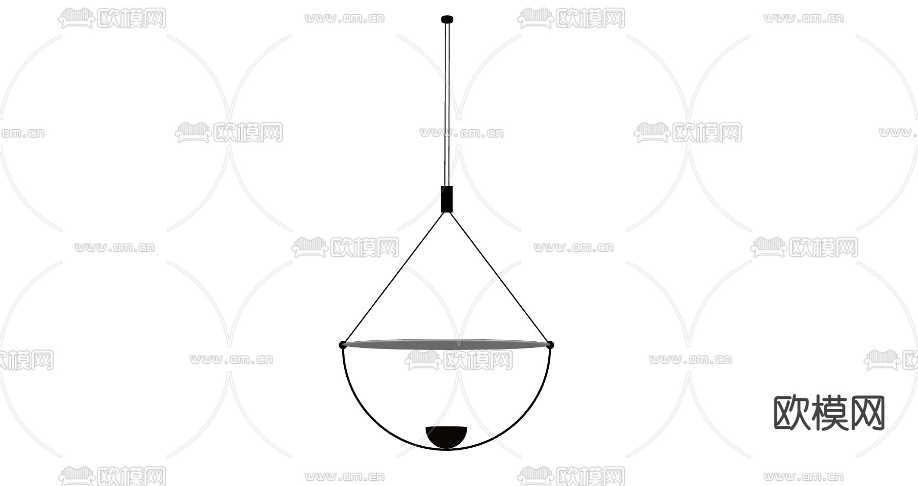 轻奢吊灯 艺术吊灯su模型下载（渲染图2）