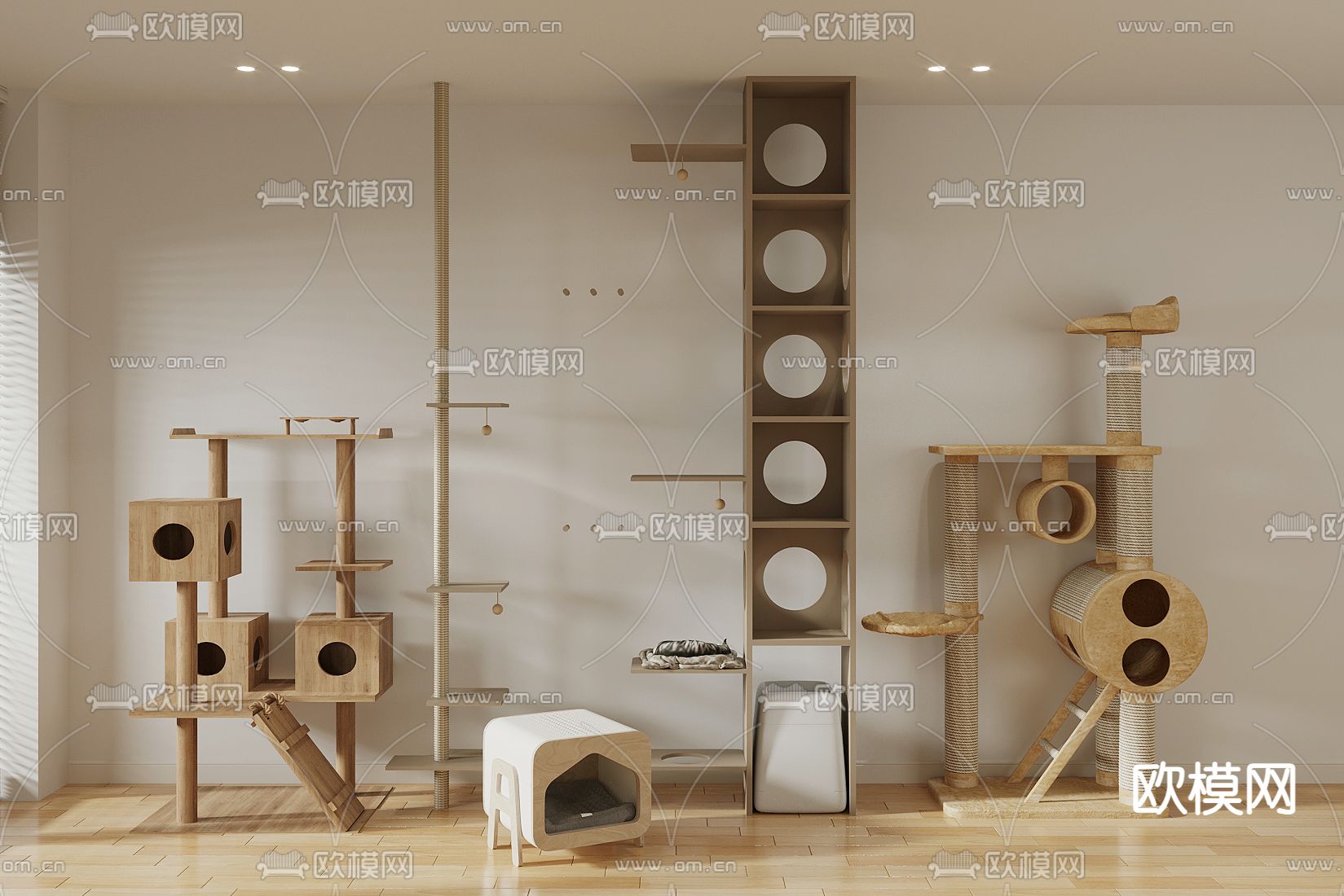 猫爬架 猫砂盆 猫窝3d模型下载