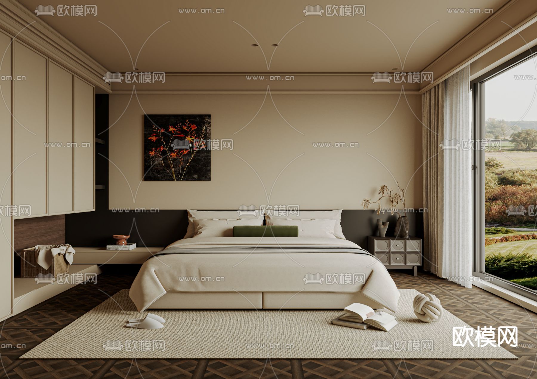 侘寂卧室su模型下载（渲染图1）