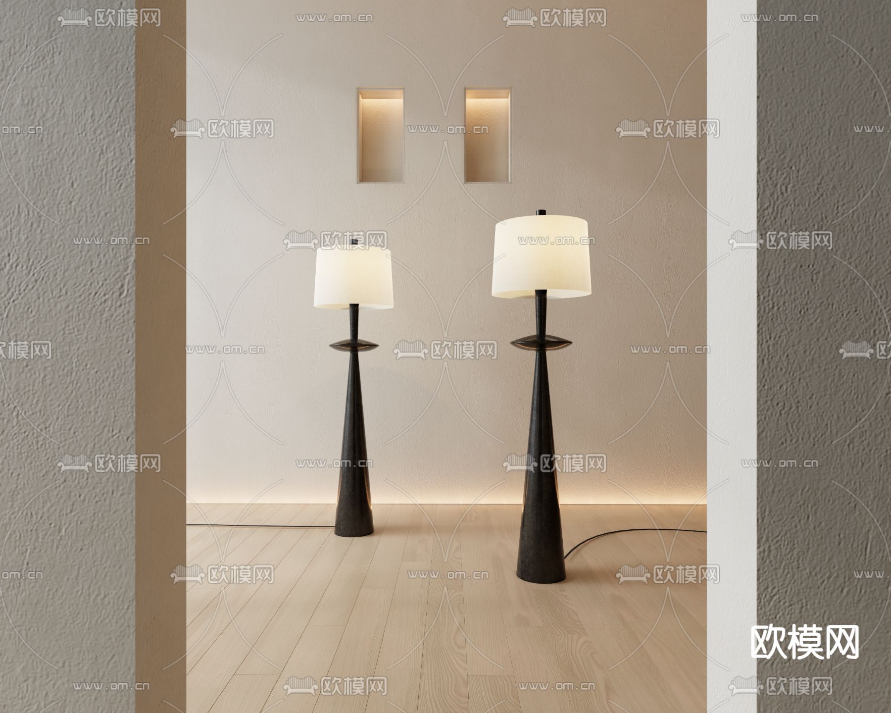 现代落地灯su模型下载（渲染图1）