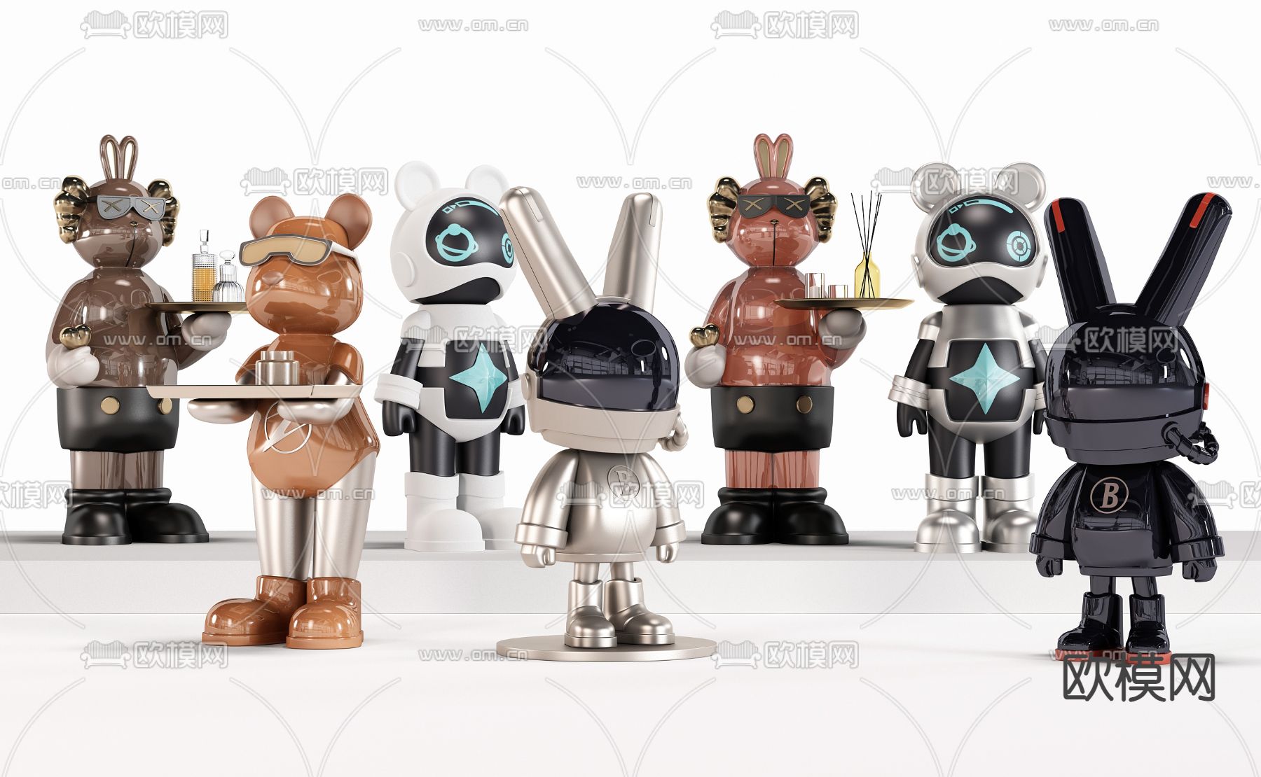 潮玩公仔 雕塑su模型下载（渲染图1）