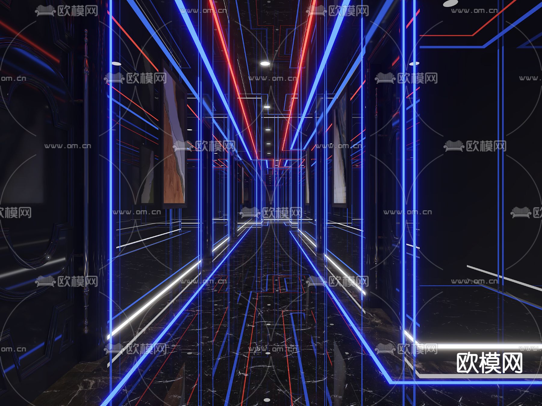 现代KTV过道 走廊3d模型下载