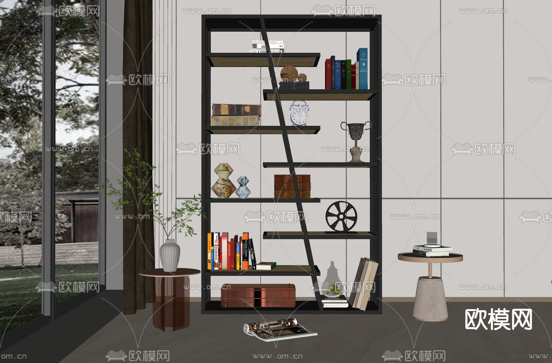 工业风装饰架 置物架su模型下载（渲染图2）