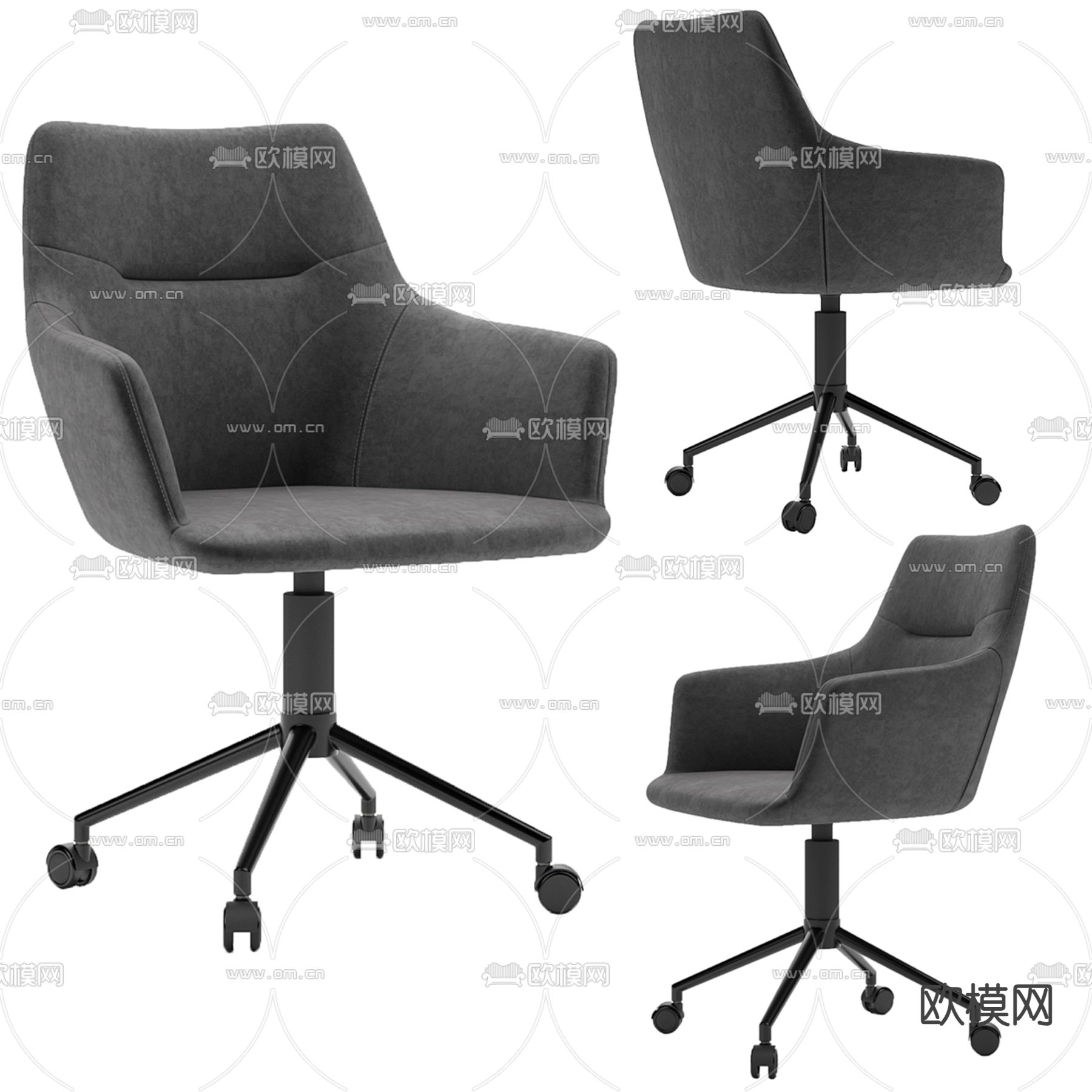 办公椅 职员椅3d模型下载（渲染图1）