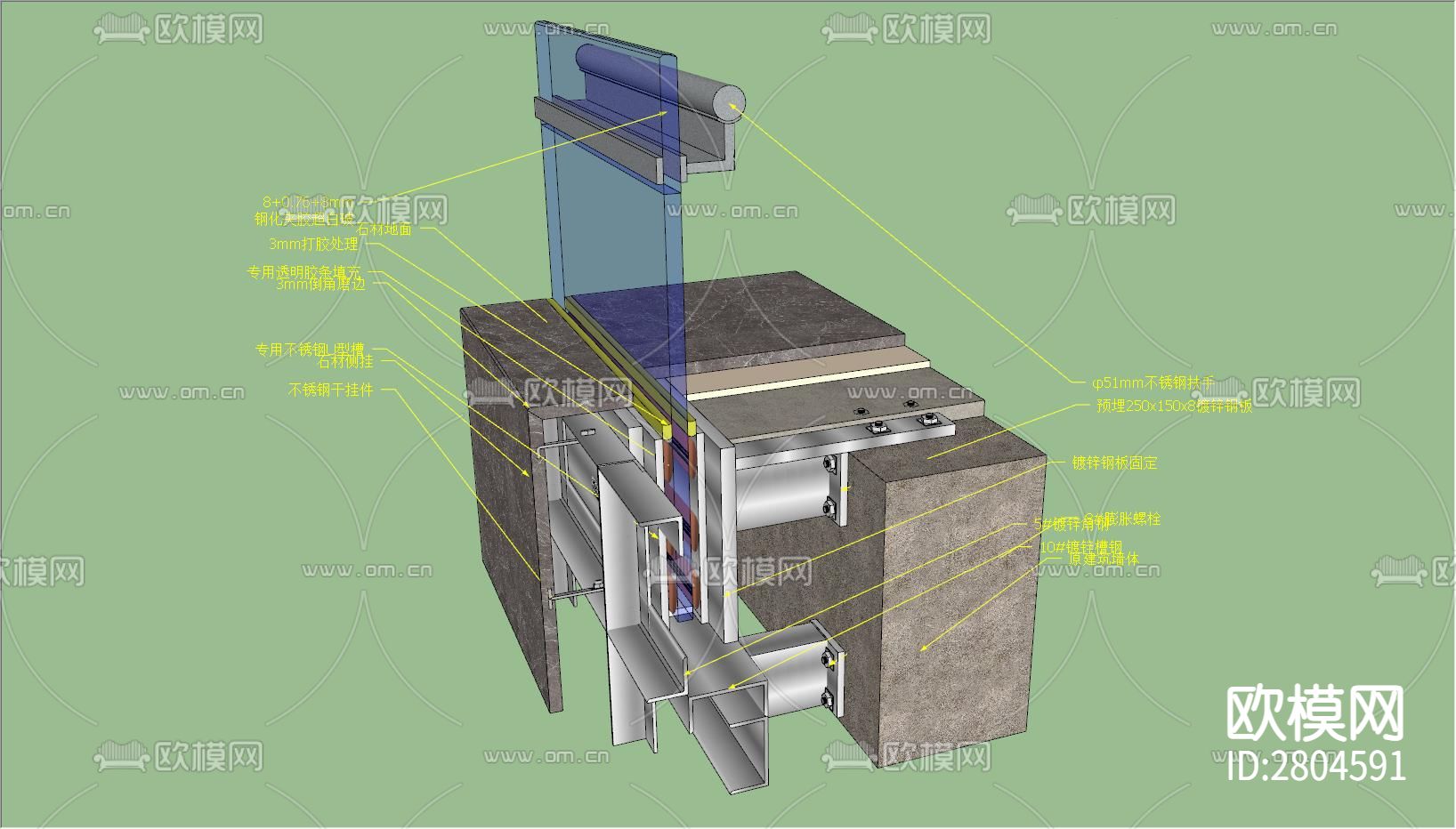 墙面cad节点图-免费3dmax模型库-欧模网