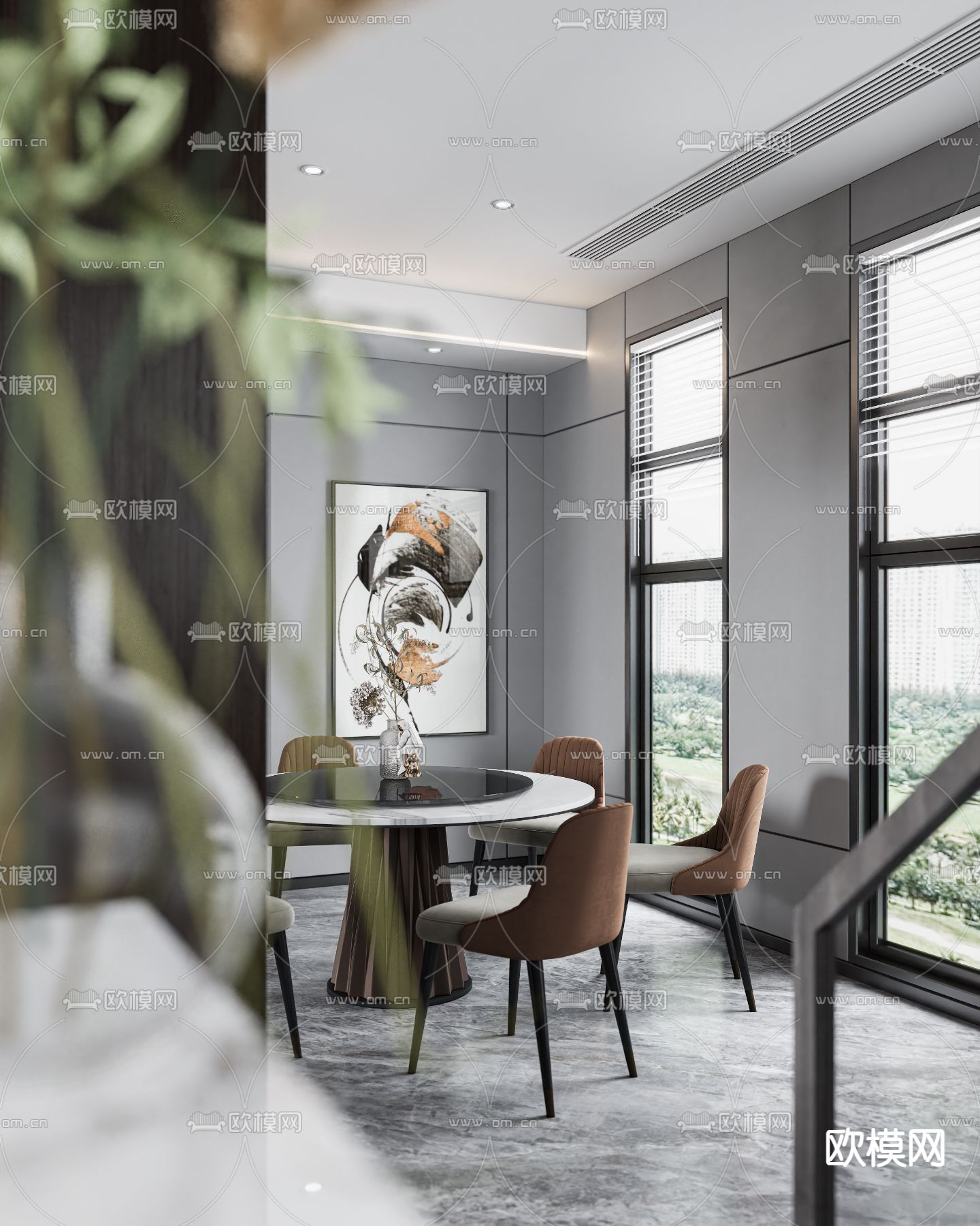 现代客餐厅3d模型下载（渲染图3）