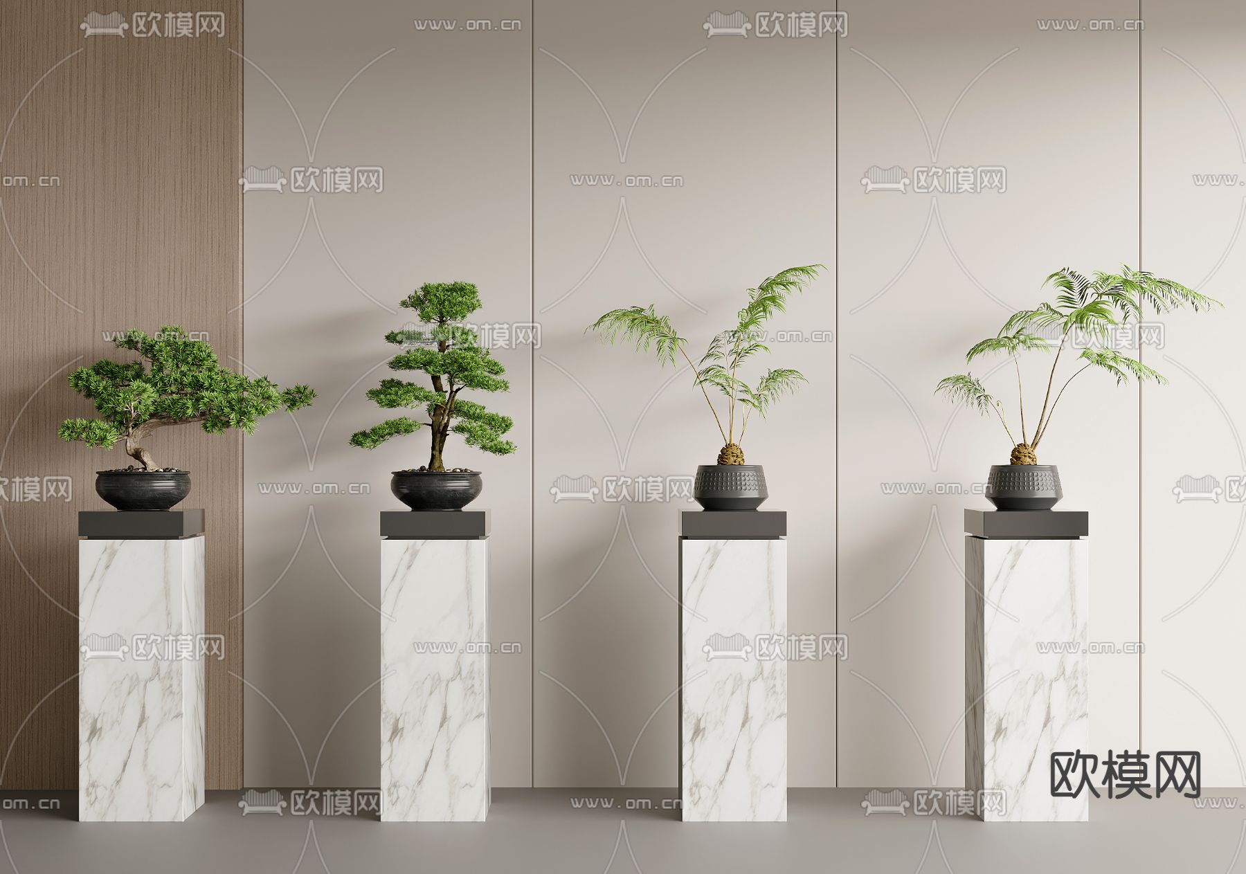 新中式盆栽 松柏盆景3d模型下载_ID14237860_3dmax免费模型-欧模网