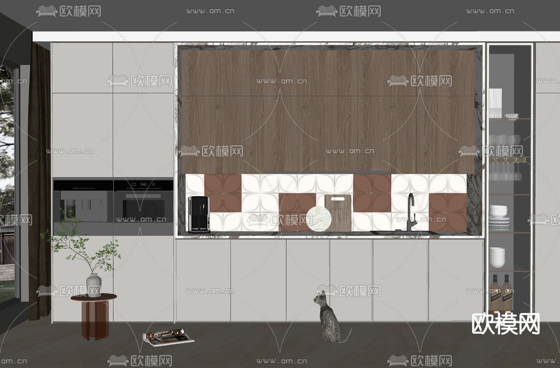 现代橱柜su模型下载（渲染图2）