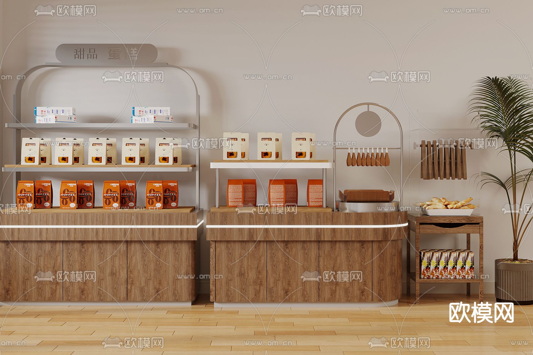 甜品 蛋糕 面包展示台3d模型下载