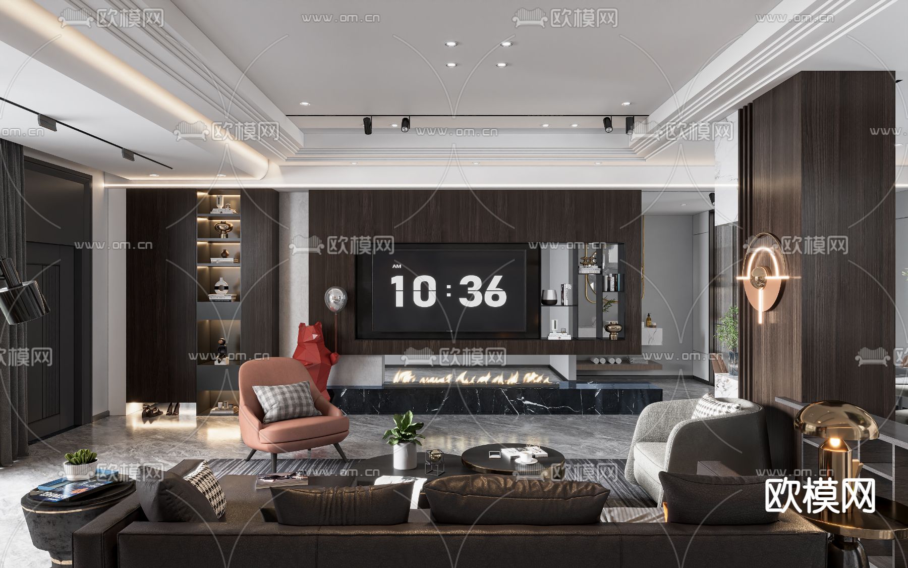 现代客餐厅3d模型下载（渲染图4）