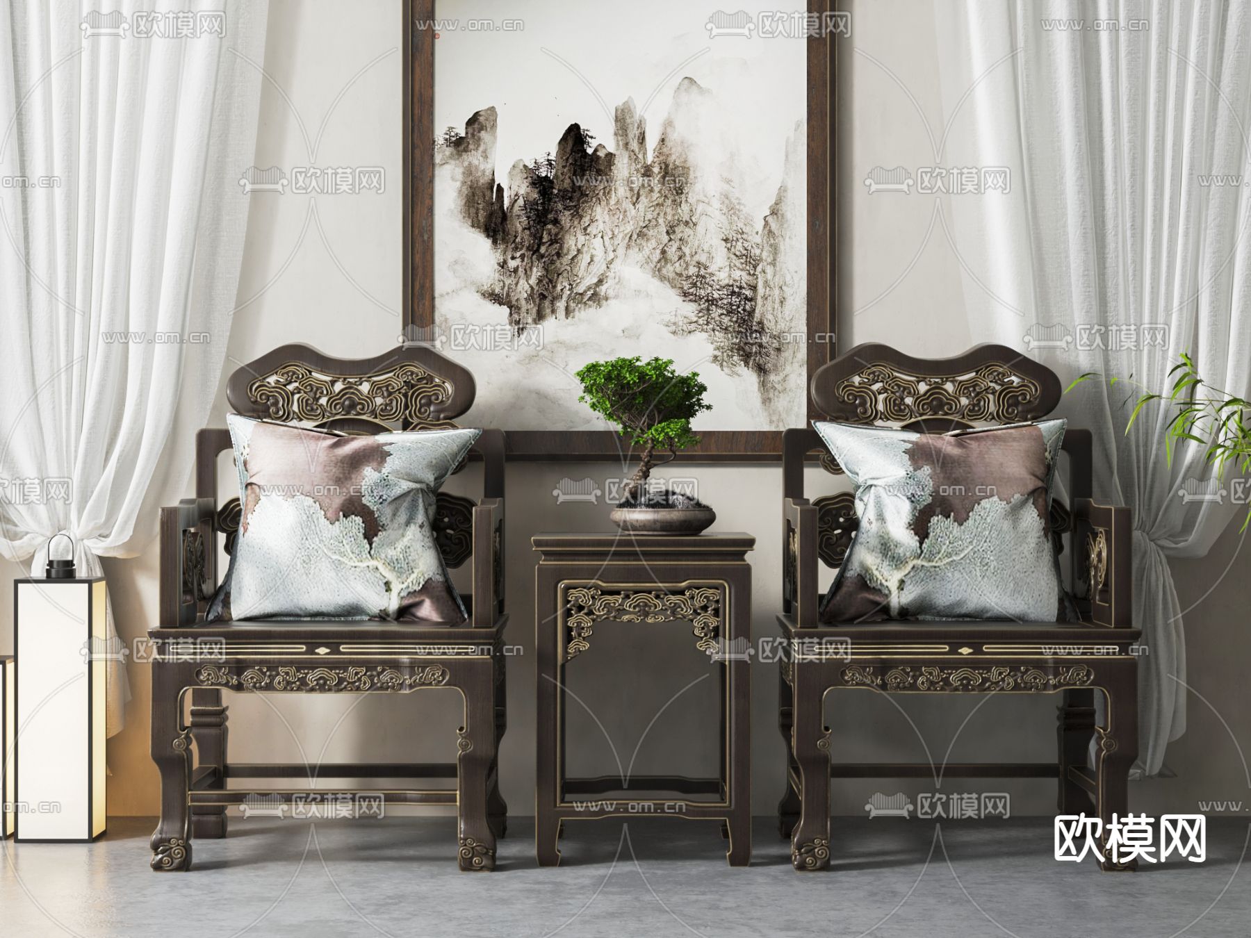 中式椅子 太师椅3d模型下载