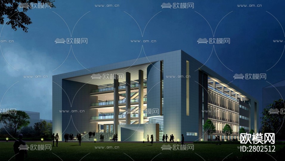 大學(xué)食堂平立剖+廚房流程圖CAD施工圖下載(渲染圖1)