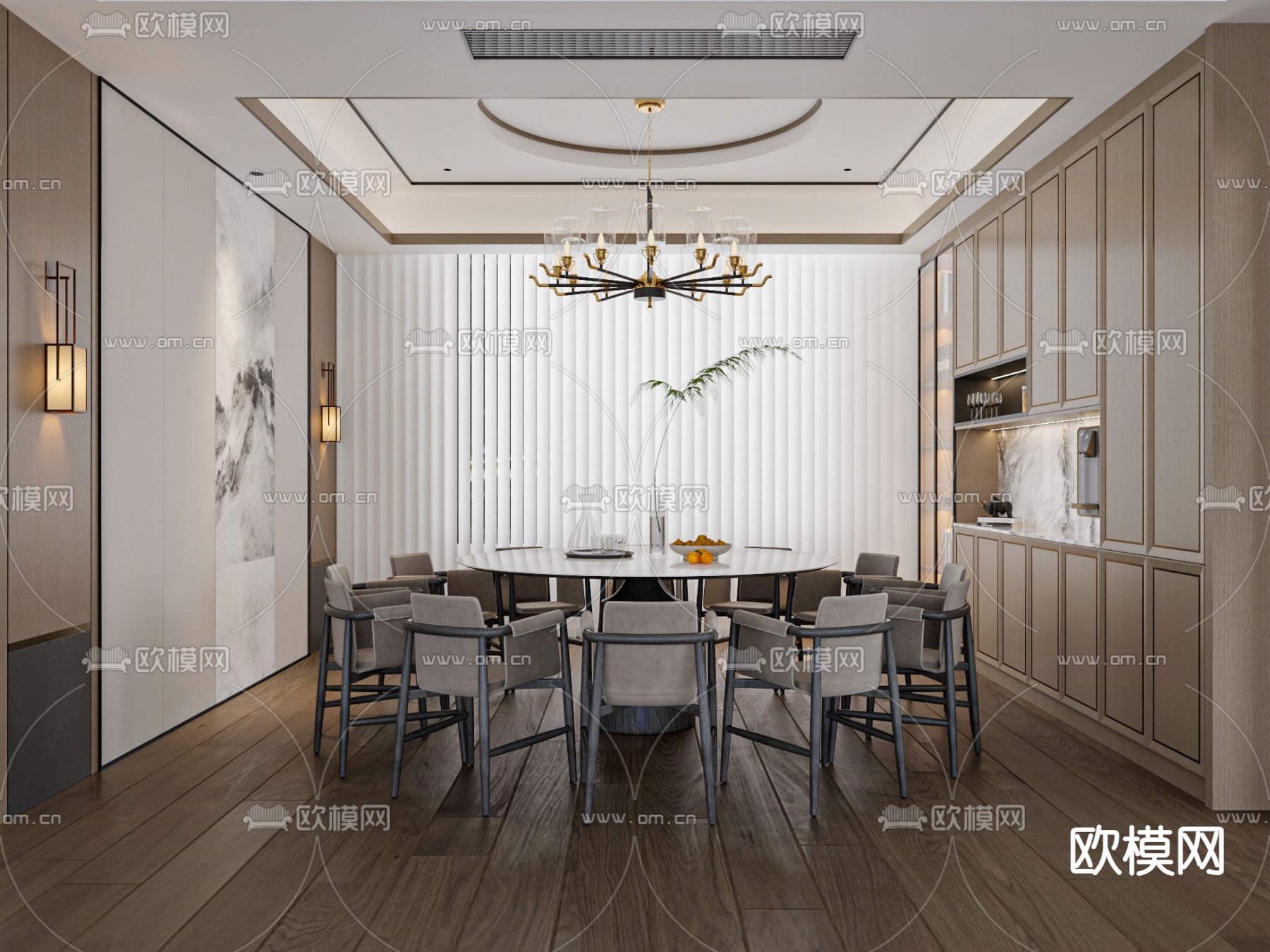 中式餐厅 包房su模型下载_ID14238052_sketchup模型下载-欧模网
